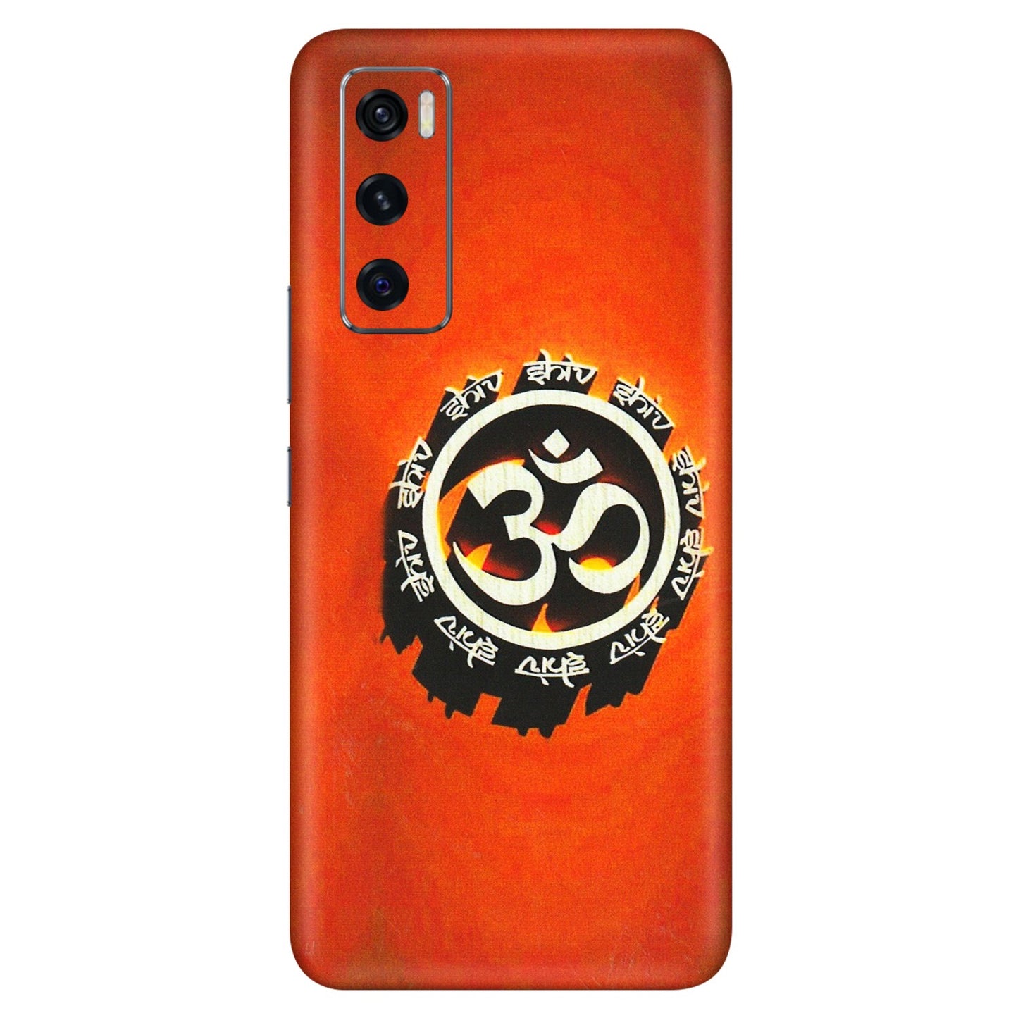 VIVO Z/V/X/T/U/S Series Phone Skins (All Models) - Aum Shiv Orange - 3D Embossed Finish (L-32) Vivo V20 SE