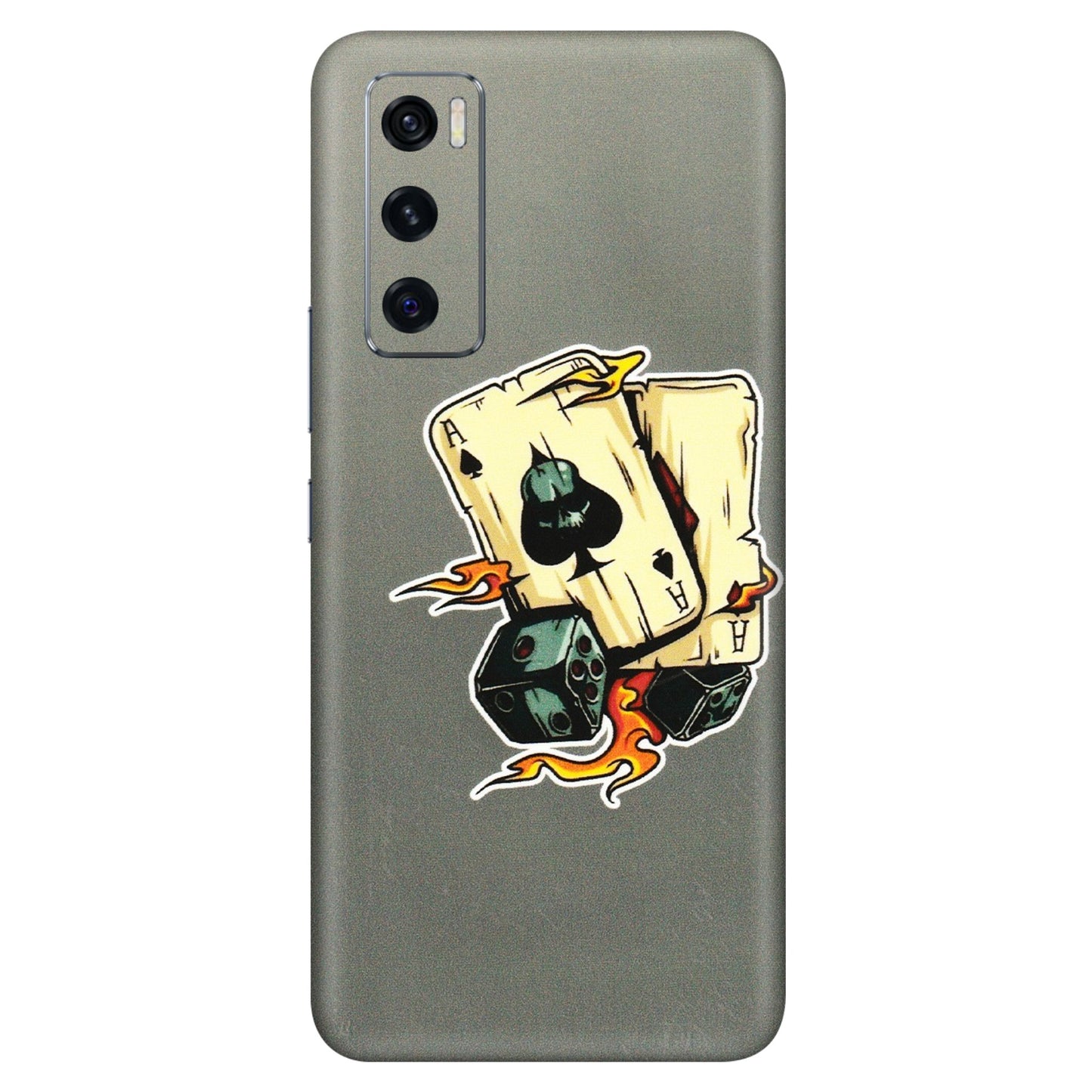 VIVO Z/V/X/T/U/S Series Phone Skins (All Models) - Grey Cards Of Ace - 3D Embossed Finish (L-77) Vivo V20 SE