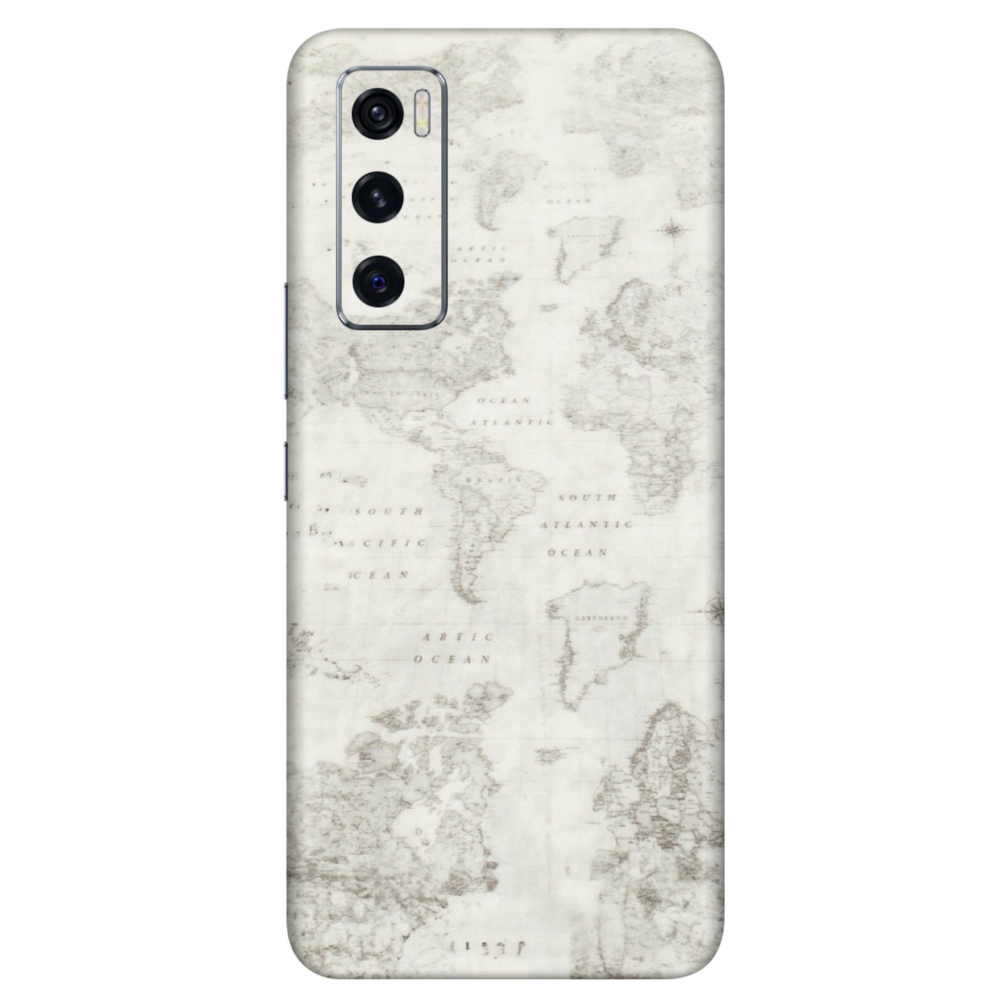 VIVO Z/V/X/T/U/S Series Phone Skins (All Models) - World Travel Map - Transparent Finish (T-04) Vivo V20 SE