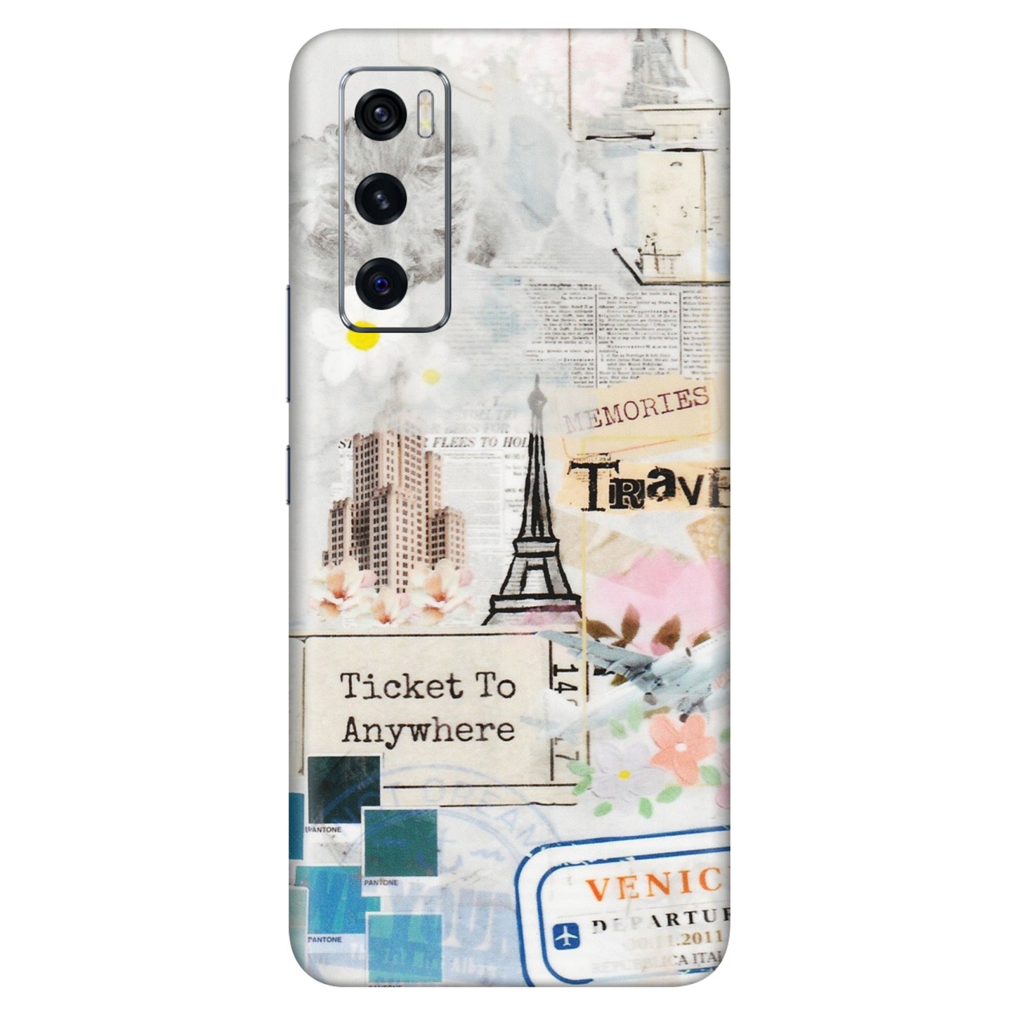 VIVO Z/V/X/T/U/S Series Phone Skins (All Models) - Travel Memories - Transparent Finish (T-09) Vivo V20 SE