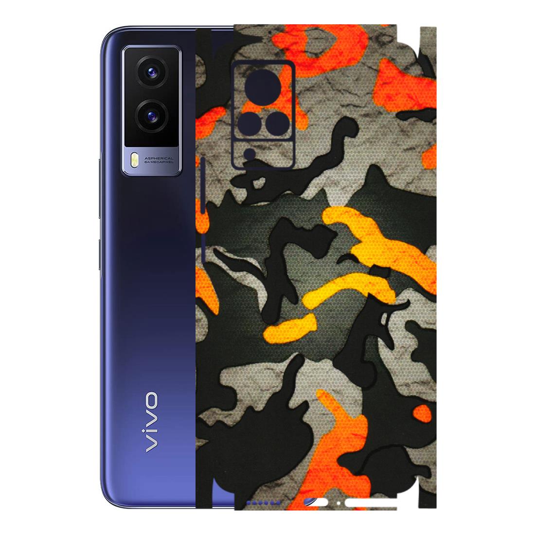 VIVO Z/V/X/T/U/S Series Phone Skins (All Models) - Orange Camouflage - 3D Embossed Finish (L-204) Vivo V21e (4G)