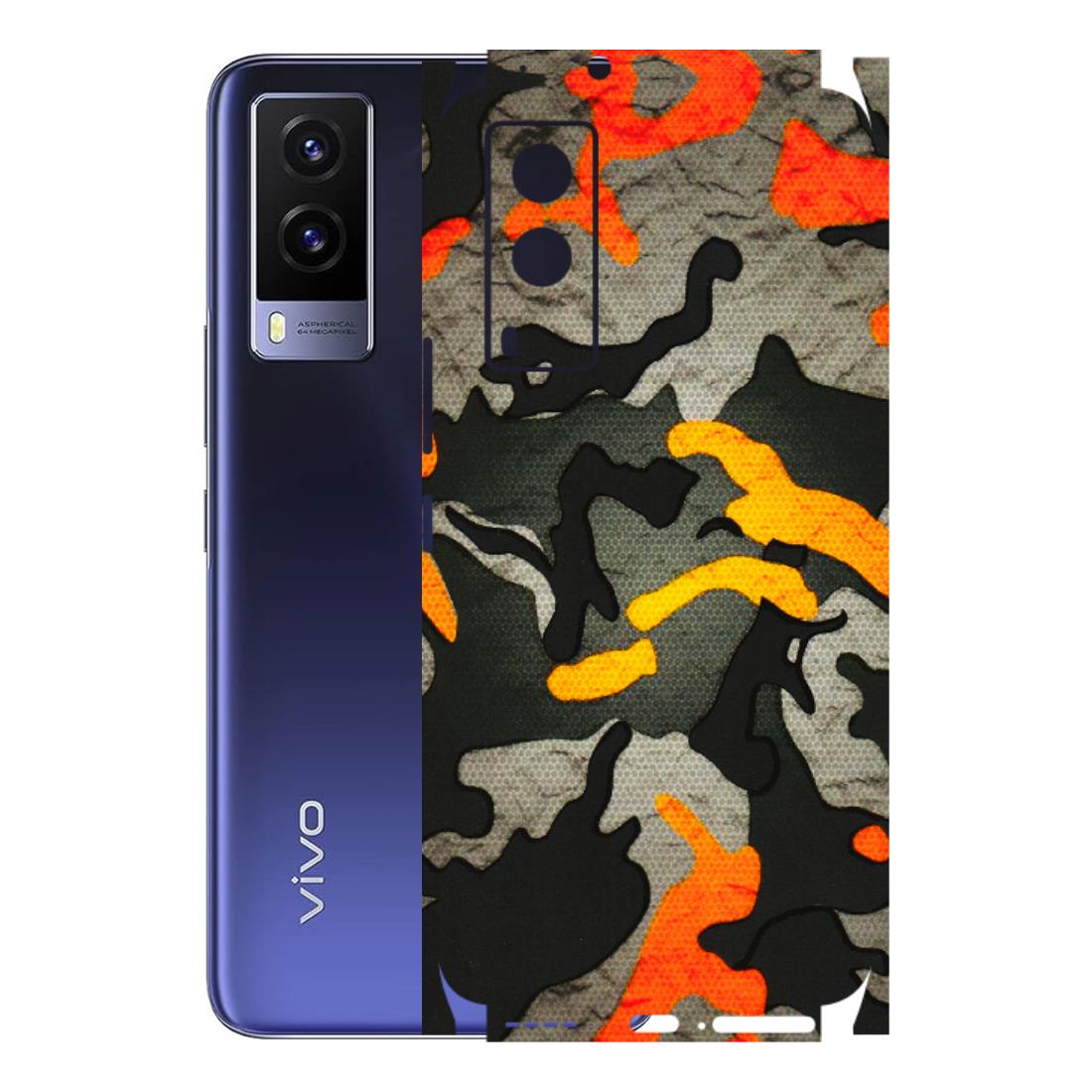 VIVO Z/V/X/T/U/S Series Phone Skins (All Models) - Orange Camouflage - 3D Embossed Finish (L-204) Vivo V21e (5G)