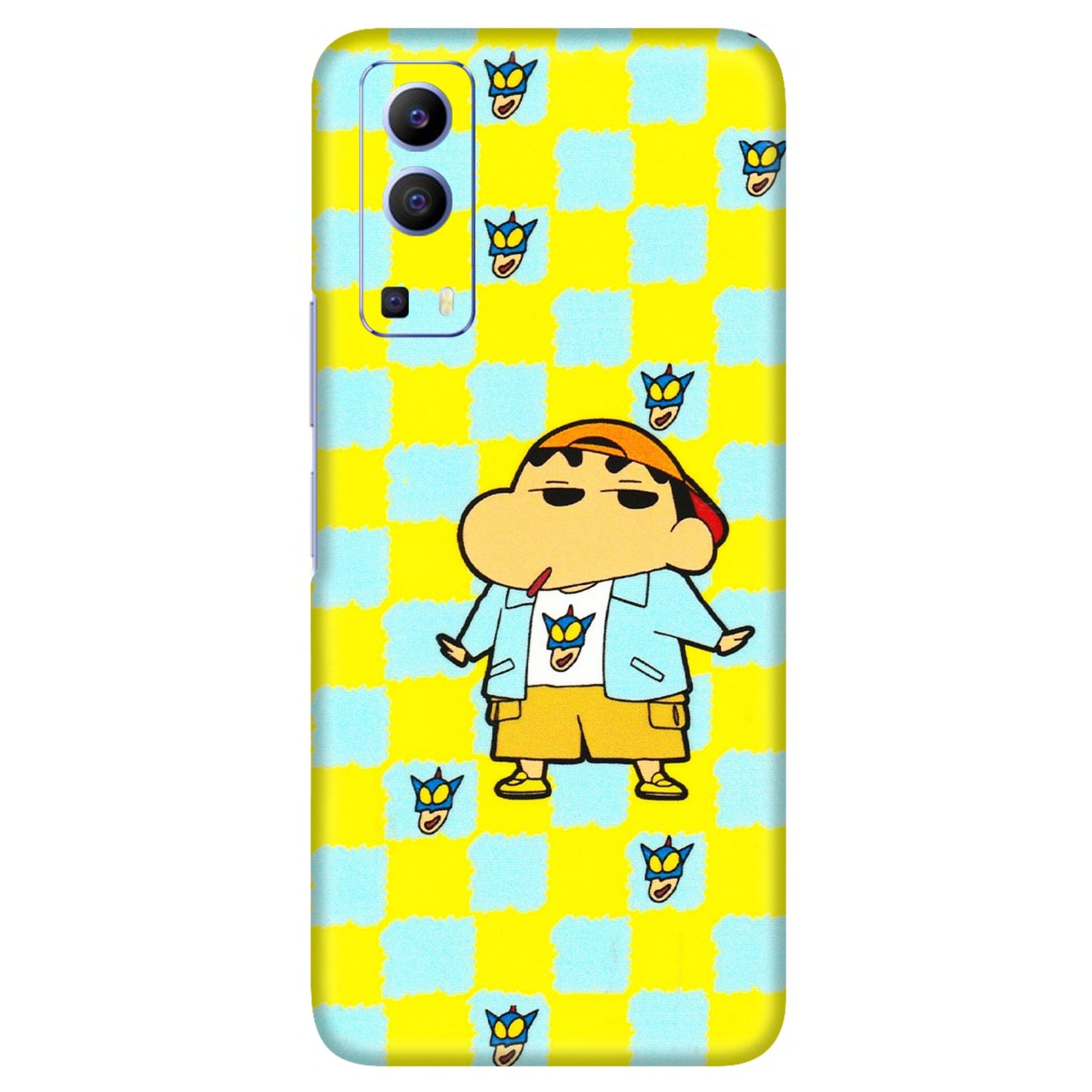 VIVO Z/V/X/T/U/S Series Phone Skins (All Models) - Yellow Blue Shinchan Cute - 3D Embossed Finish (L-221) Vivo V21e (5G)
