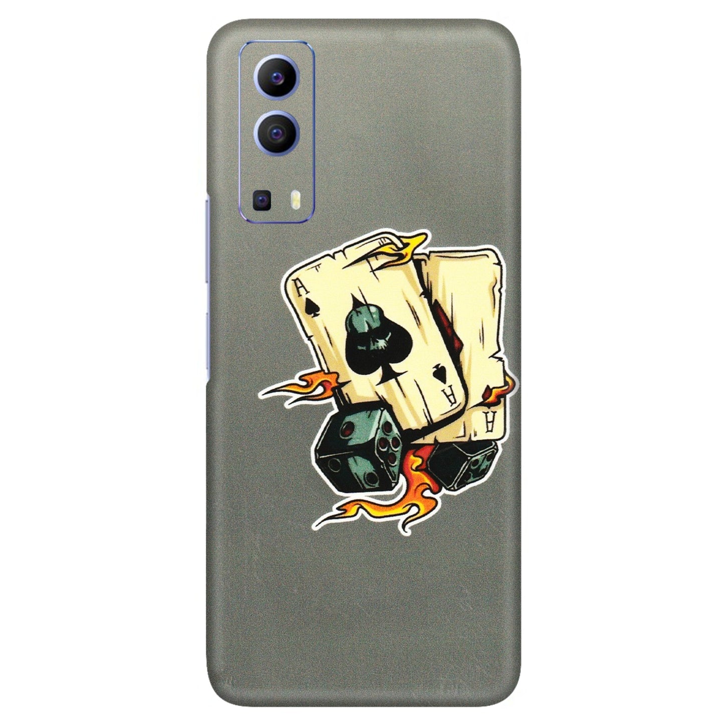 VIVO Z/V/X/T/U/S Series Phone Skins (All Models) - Grey Cards Of Ace - 3D Embossed Finish (L-77) Vivo V21e (5G)