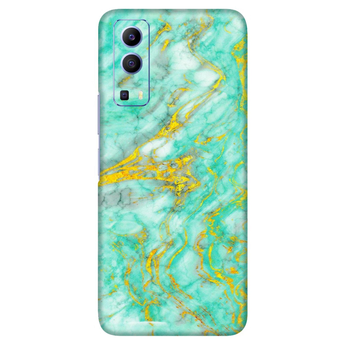 VIVO Z/V/X/T/U/S Series Phone Skins (All Models) - Green And Gold Marble Feel - Matte Finish (M-16) Vivo V21e (5G)