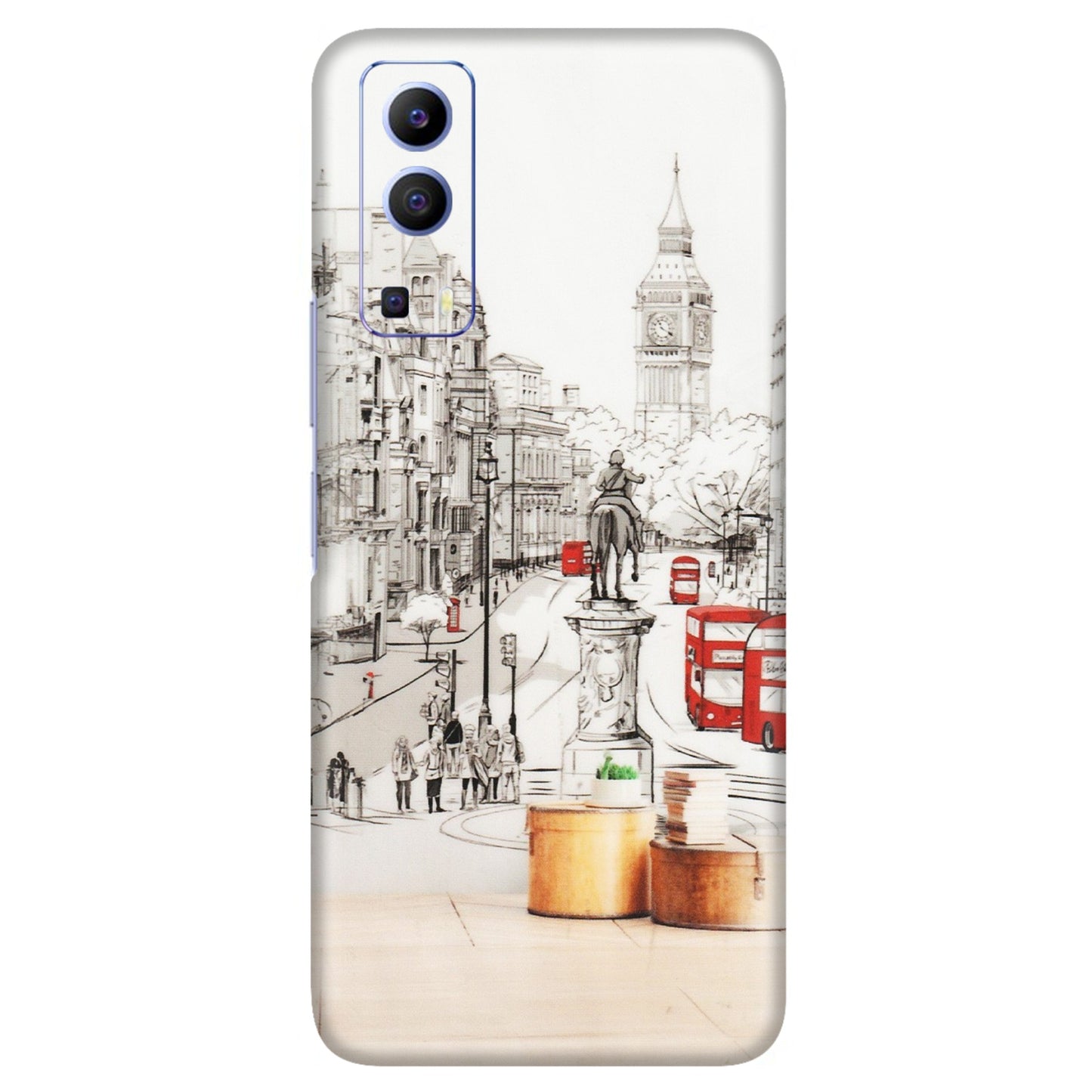 VIVO Z/V/X/T/U/S Series Phone Skins (All Models) - London Street - Transparent Finish (T-02) Vivo V21e (5G)