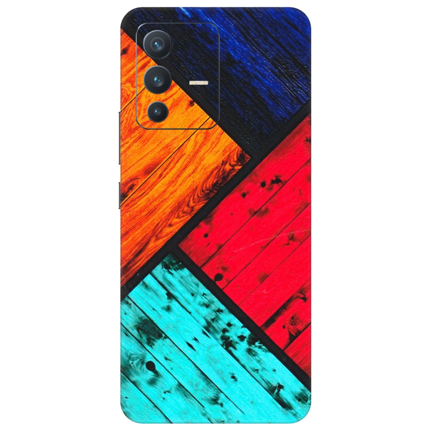 VIVO Z/V/X/T/U/S Series Phone Skins (All Models) - Colourful Wood Panels Abstract - 3D Embossed Finish (L-09) Vivo V23 (5G)