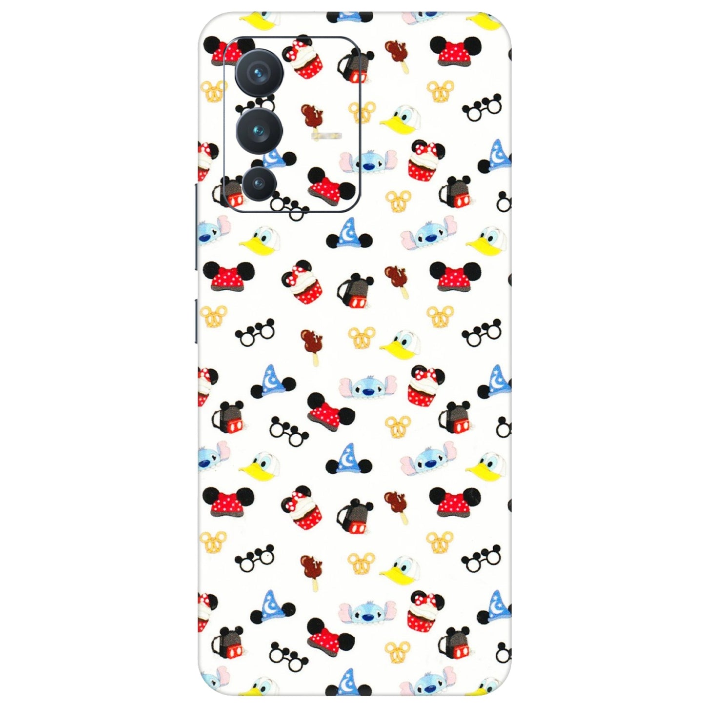 VIVO Z/V/X/T/U/S Series Phone Skins (All Models) - Minnie Mouse & Donald Doodles s - 3D Embossed Finish (L-194) Vivo V23 (5G)