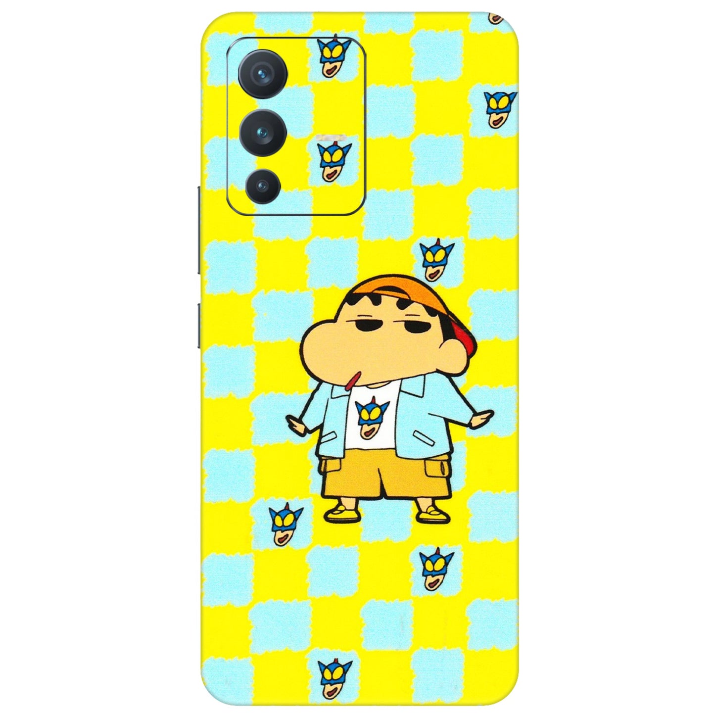 VIVO Z/V/X/T/U/S Series Phone Skins (All Models) - Yellow Blue Shinchan Cute - 3D Embossed Finish (L-221) Vivo V23 (5G)
