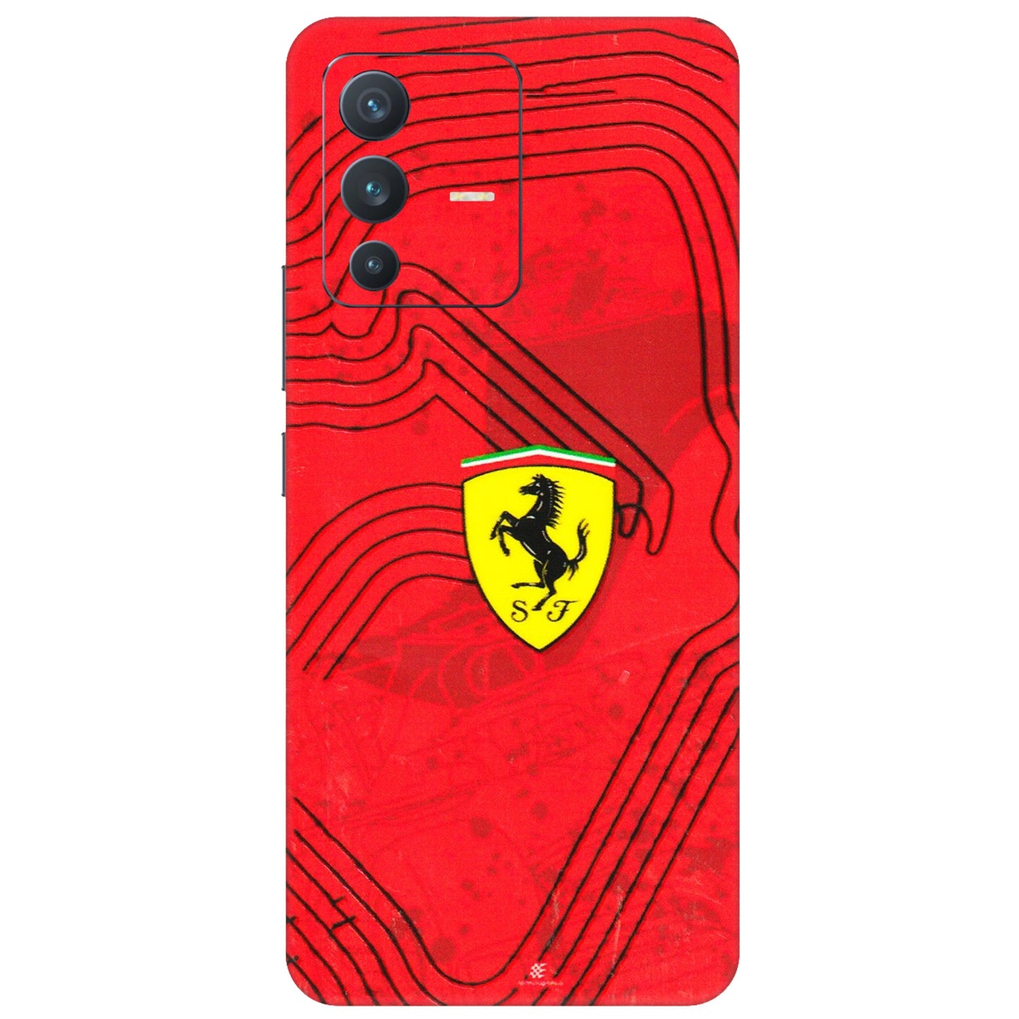 VIVO Z/V/X/T/U/S Series Phone Skins (All Models) - Red Ferrari Logo Stylish - 3D Embossed Finish (L-238) Vivo V23 (5G)