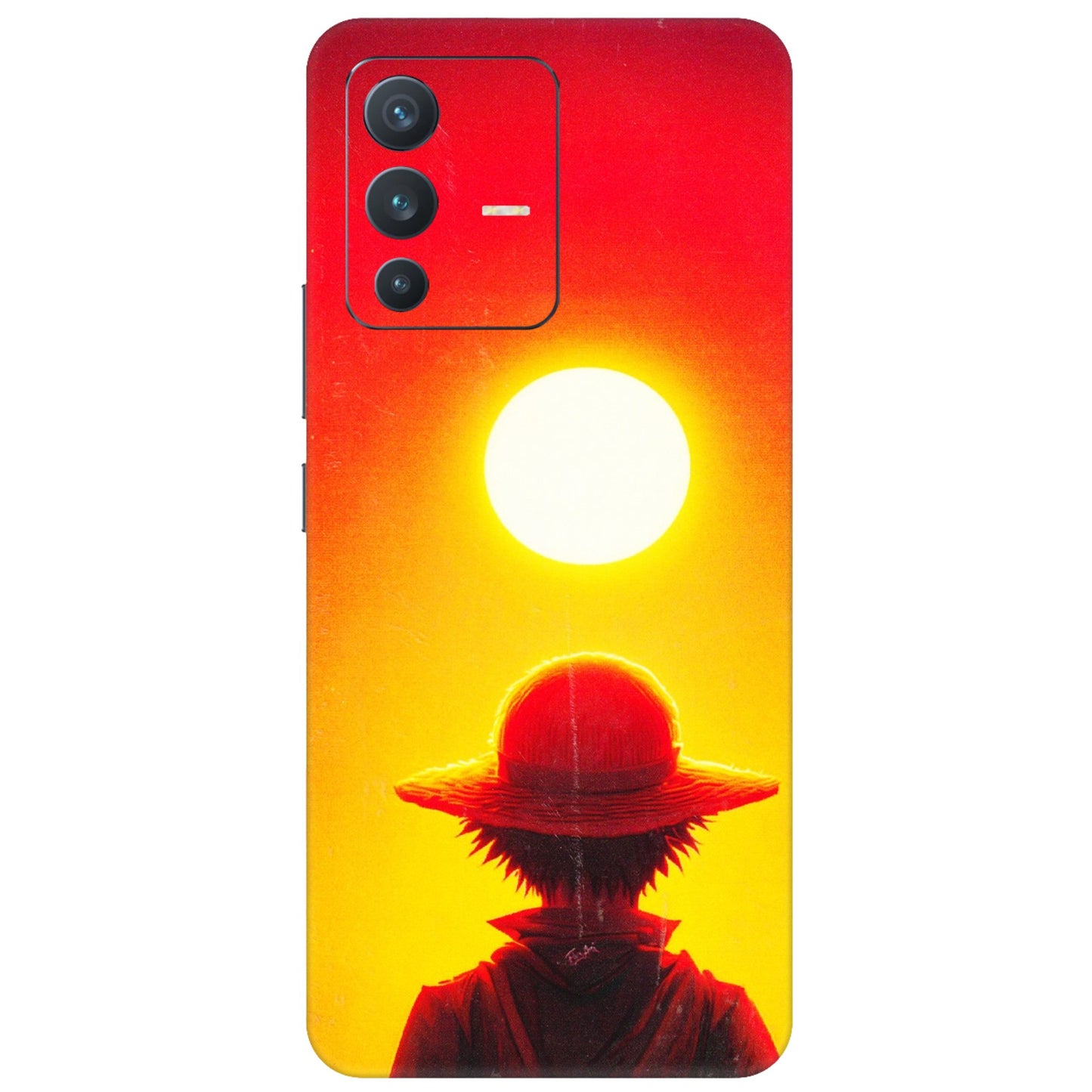 VIVO Z/V/X/T/U/S Series Phone Skins (All Models) - Cool Sunset With Monkey D.Luffy Anime - 3D Embossed Finish (L-329) Vivo V23 (5G)