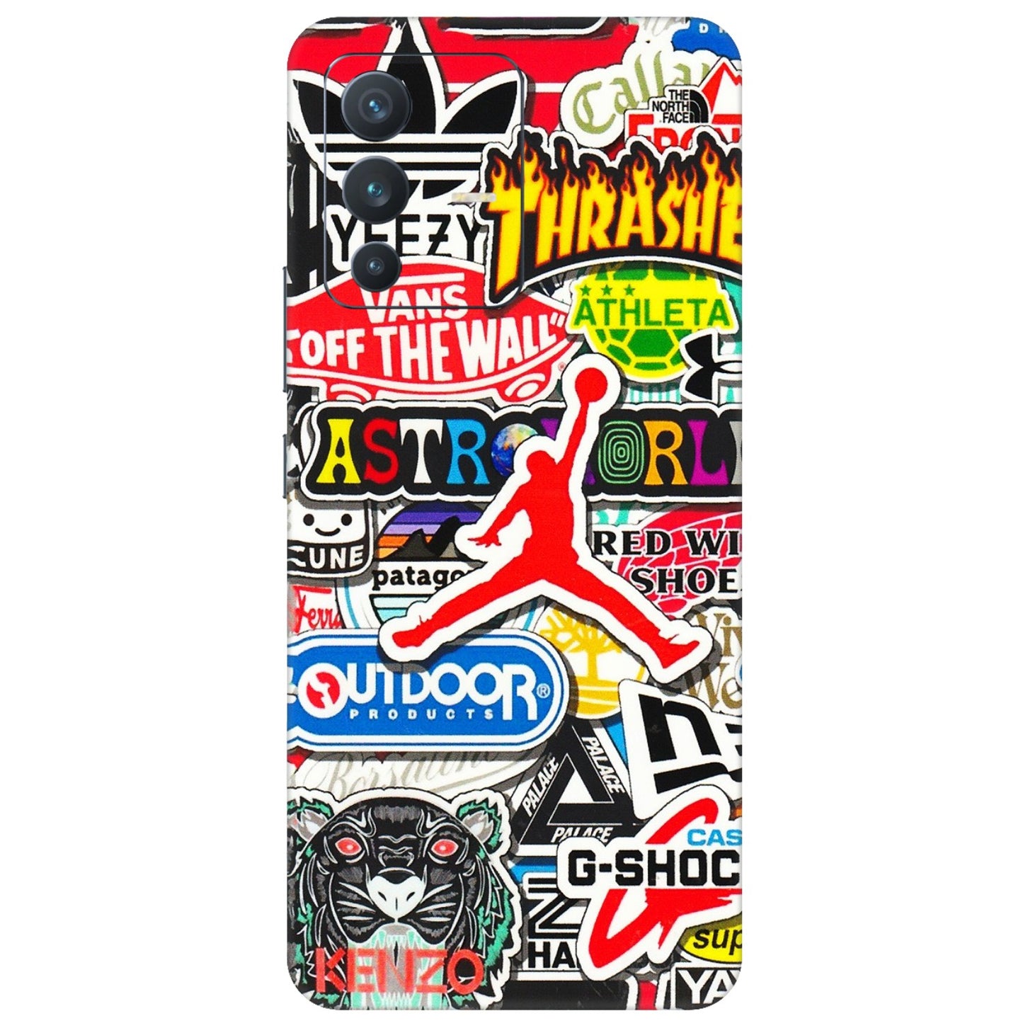 VIVO Z/V/X/T/U/S Series Phone Skins (All Models) - Multi Brands Sticker Graffiti - 3D Embossed Finish (L-37) Vivo V23 (5G)