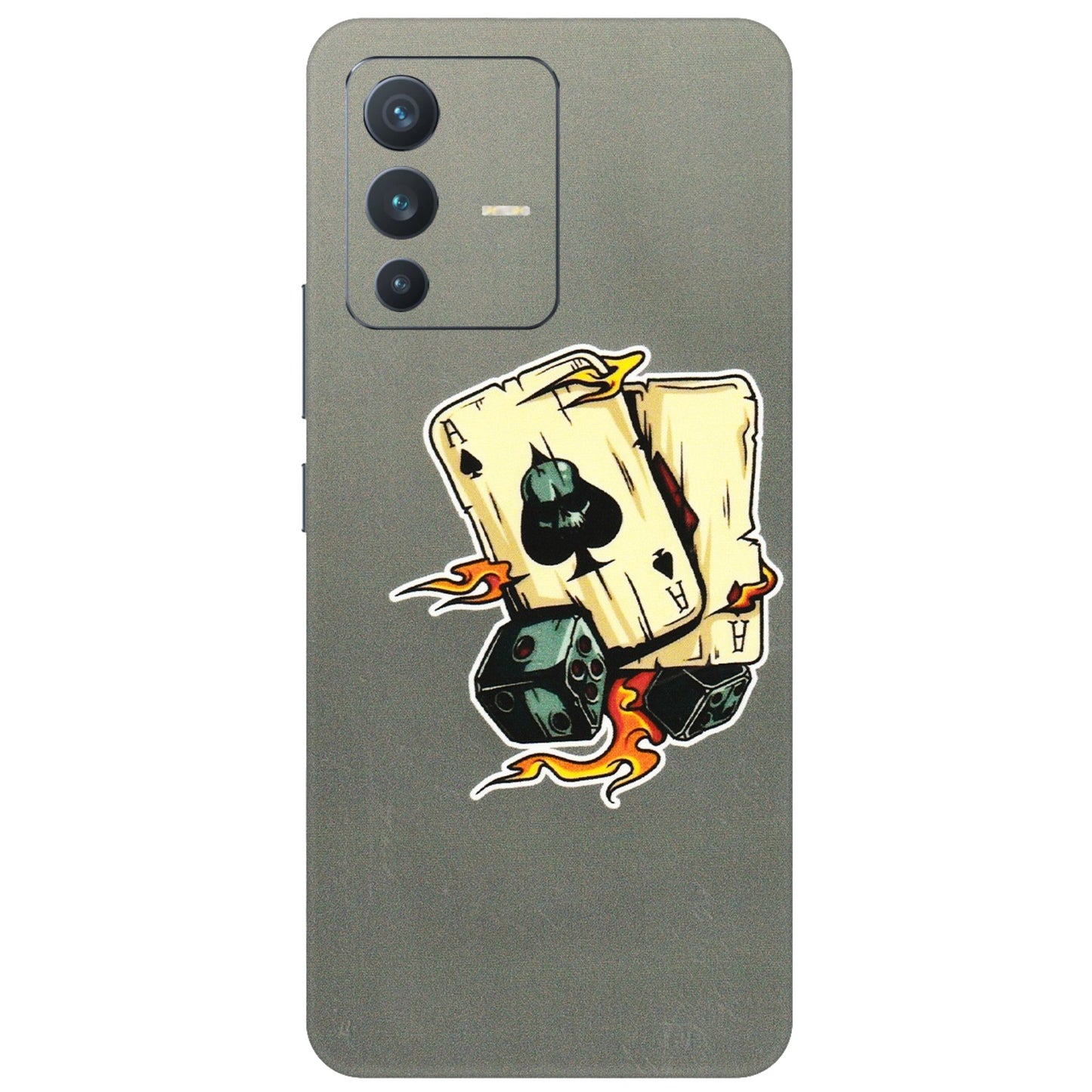 VIVO Z/V/X/T/U/S Series Phone Skins (All Models) - Grey Cards Of Ace - 3D Embossed Finish (L-77) Vivo V23 (5G)