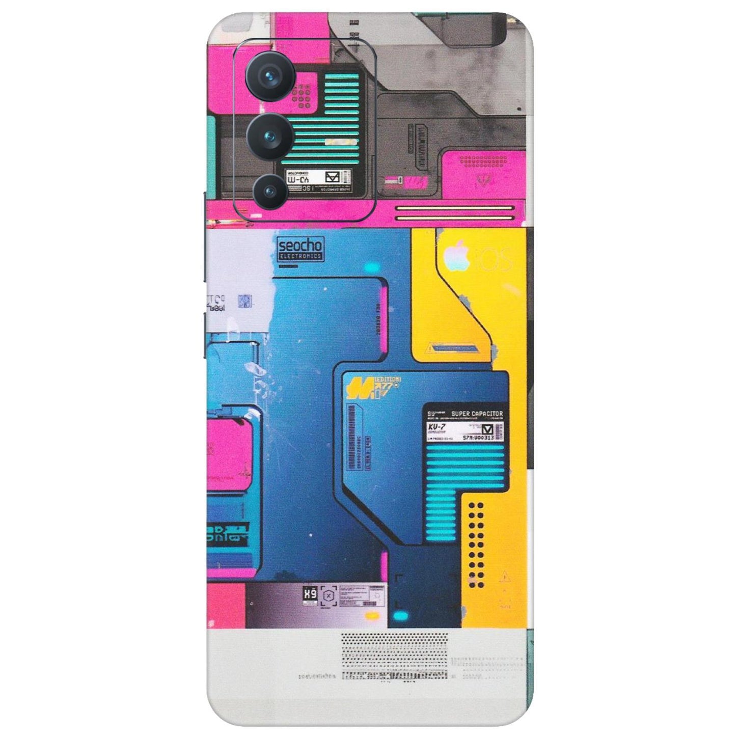 VIVO Z/V/X/T/U/S Series Phone Skins (All Models) - Colourfull Motherboard Internals - Matte Finish (M-55) Vivo V23 (5G)