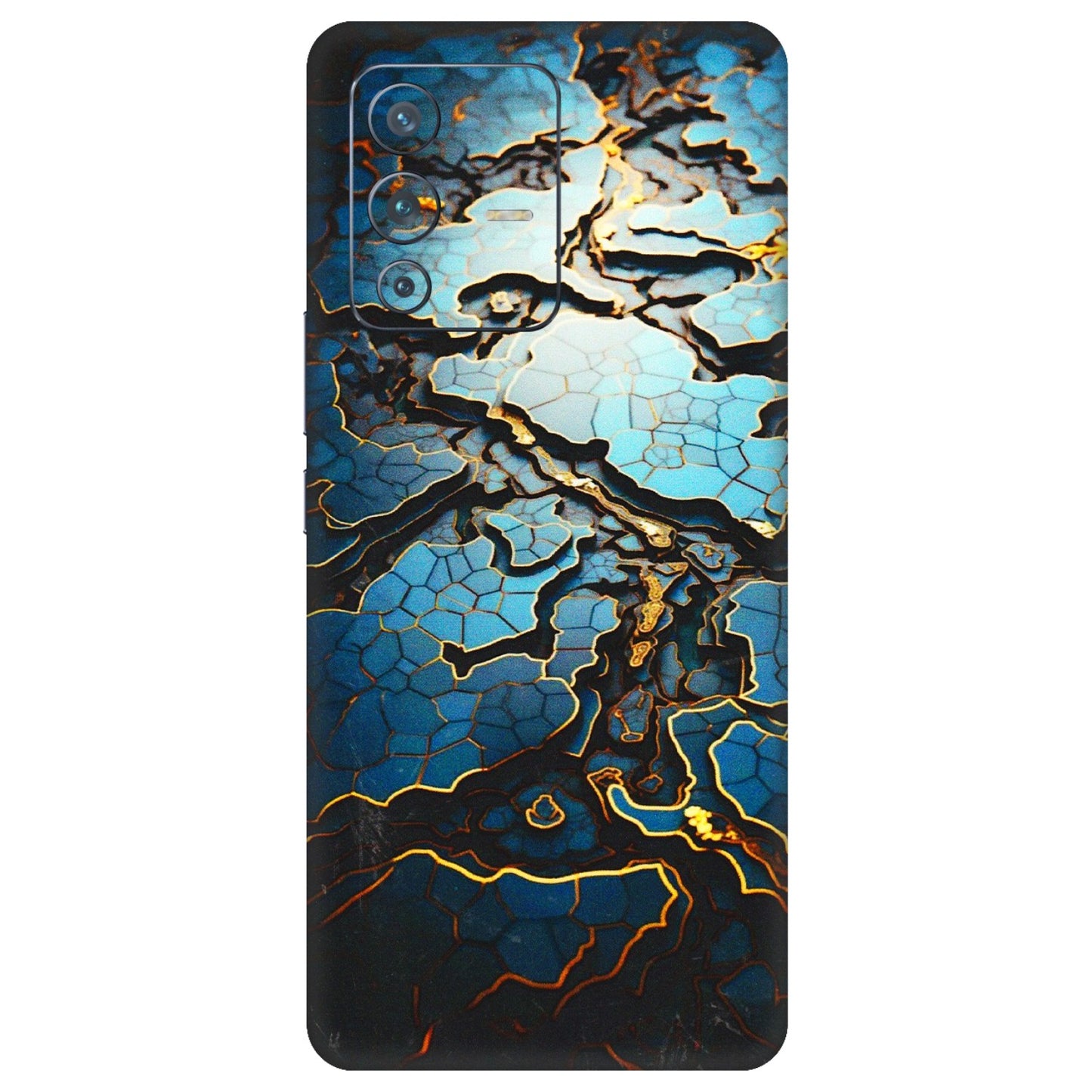 VIVO Z/V/X/T/U/S Series Phone Skins (All Models) - Blue Gold Abstract - 3D Embossed Finish (L-11) Vivo V23 Pro (5G)