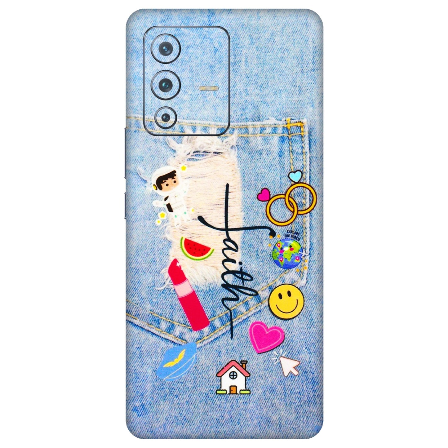 VIVO Z/V/X/T/U/S Series Phone Skins (All Models) - Denim Jeans Pocket - 3D Embossed Finish (L-134) Vivo V23 Pro (5G)