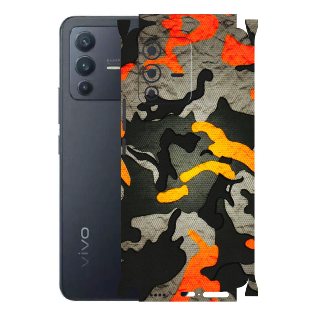 VIVO Z/V/X/T/U/S Series Phone Skins (All Models) - Orange Camouflage - 3D Embossed Finish (L-204) Vivo V23 Pro (5G)
