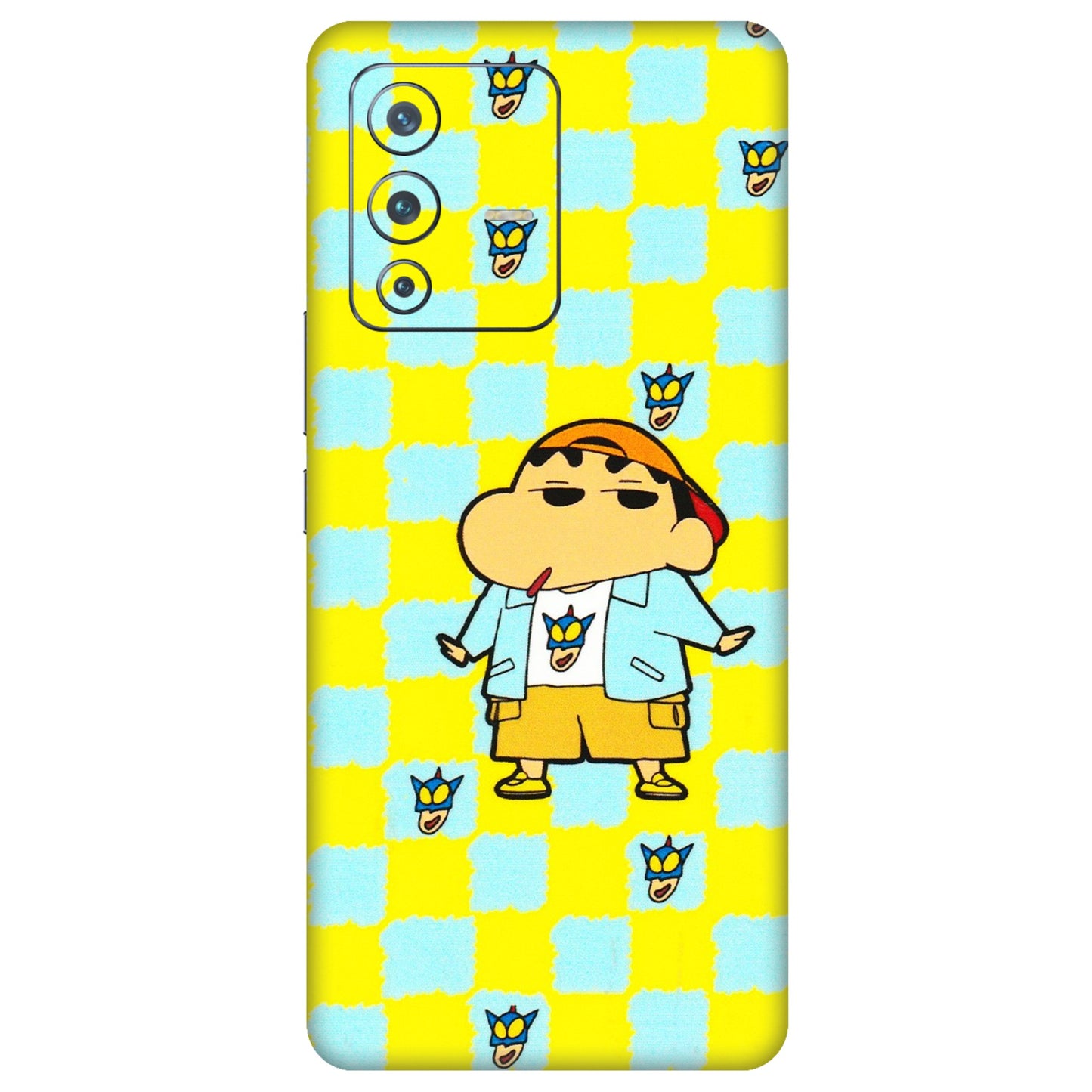 VIVO Z/V/X/T/U/S Series Phone Skins (All Models) - Yellow Blue Shinchan Cute - 3D Embossed Finish (L-221) Vivo V23 Pro (5G)