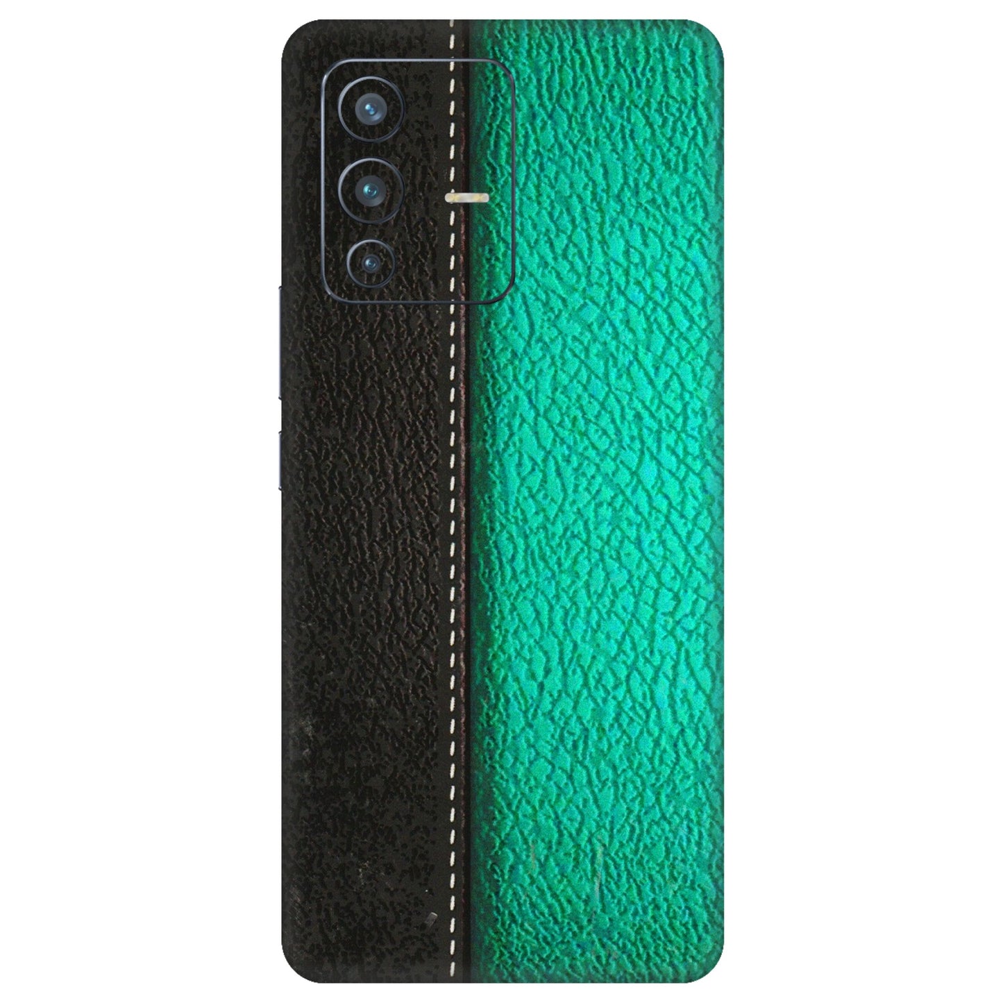 VIVO Z/V/X/T/U/S Series Phone Skins (All Models) - Black Green Dual Leather Stich - 3D Embossed Finish (L-233) Vivo V23 Pro (5G)