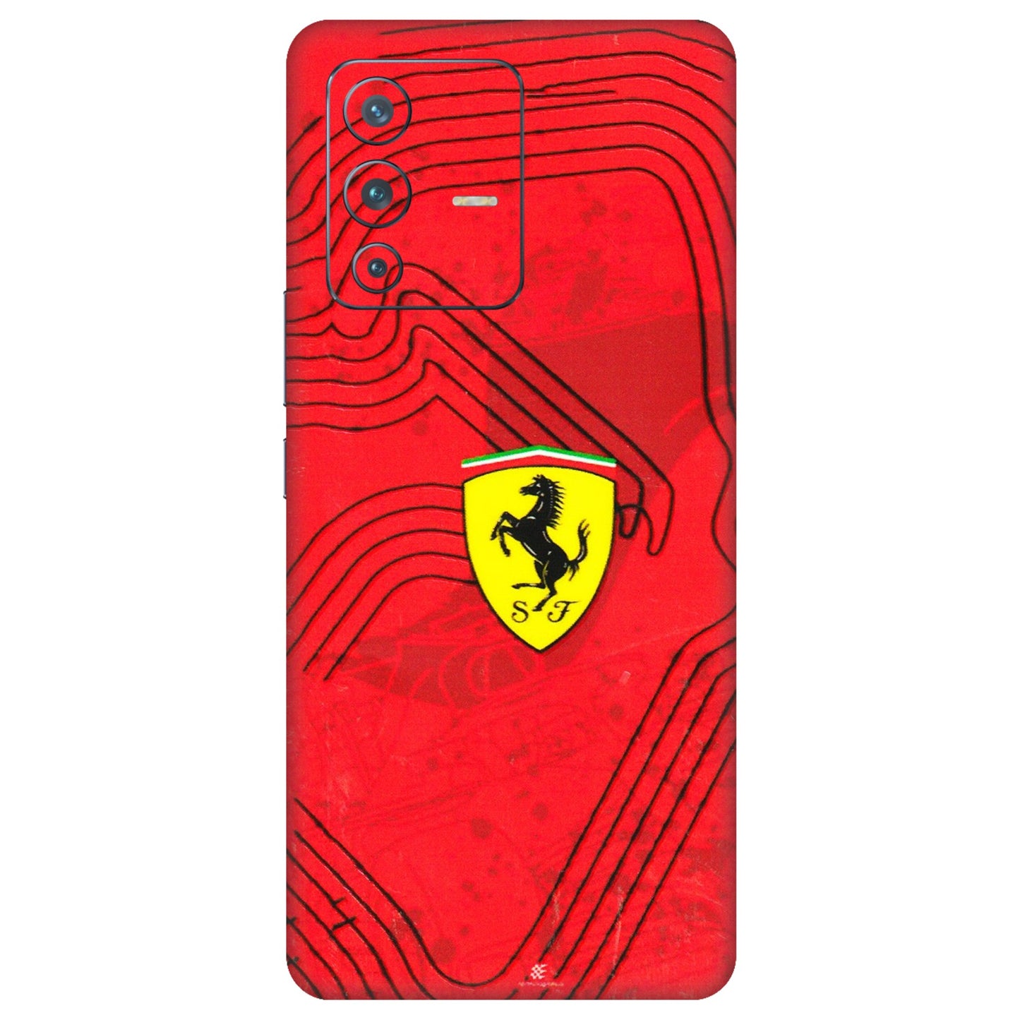 VIVO Z/V/X/T/U/S Series Phone Skins (All Models) - Red Ferrari Logo Stylish - 3D Embossed Finish (L-238) Vivo V23 Pro (5G)