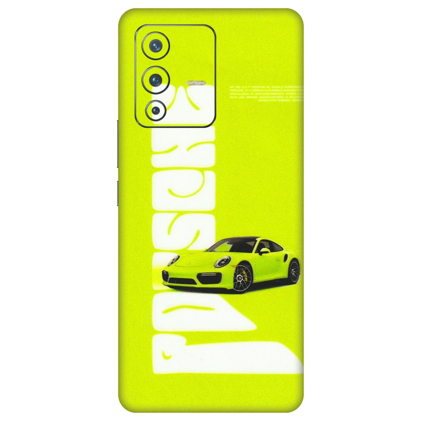 VIVO Z/V/X/T/U/S Series Phone Skins (All Models) - Lime Green Porche - 3D Embossed Finish (L-30) Vivo V23 Pro (5G)