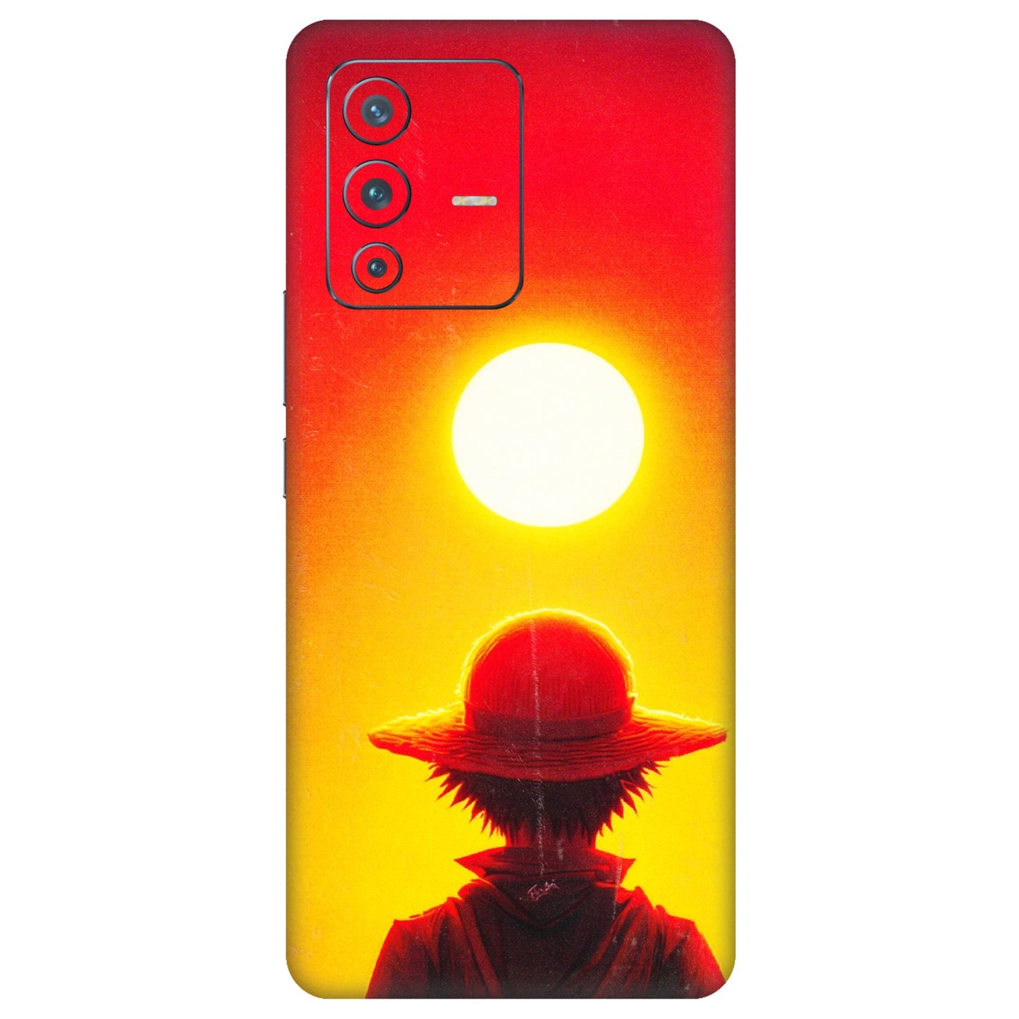 VIVO Z/V/X/T/U/S Series Phone Skins (All Models) - Cool Sunset With Monkey D.Luffy Anime - 3D Embossed Finish (L-329) Vivo V23 Pro (5G)