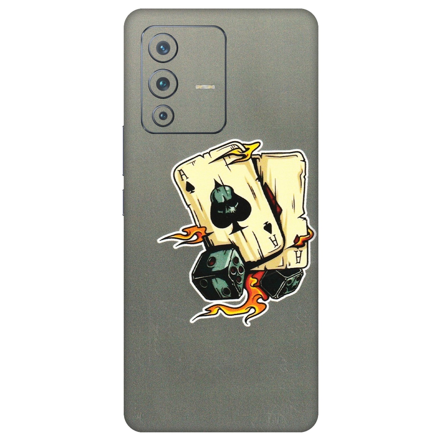 VIVO Z/V/X/T/U/S Series Phone Skins (All Models) - Grey Cards Of Ace - 3D Embossed Finish (L-77) Vivo V23 Pro (5G)