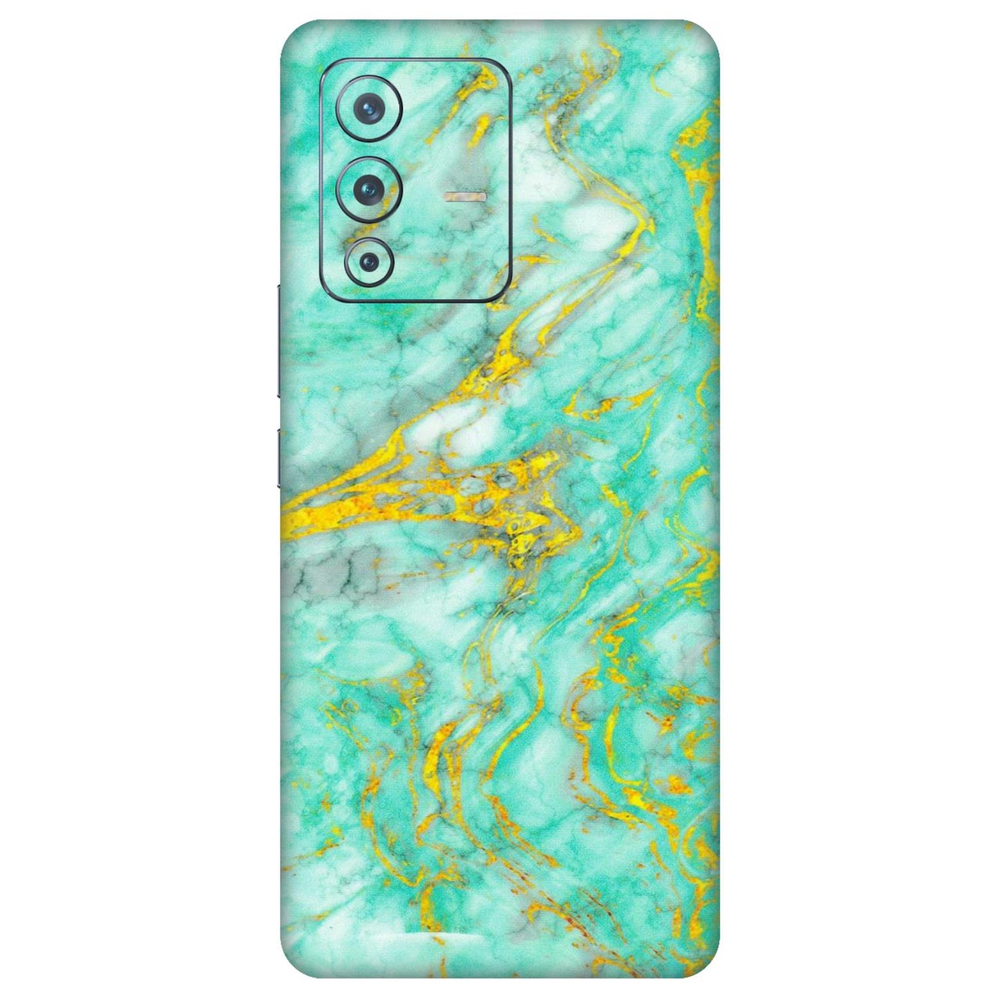 VIVO Z/V/X/T/U/S Series Phone Skins (All Models) - Green And Gold Marble Feel - Matte Finish (M-16) Vivo V23 Pro (5G)
