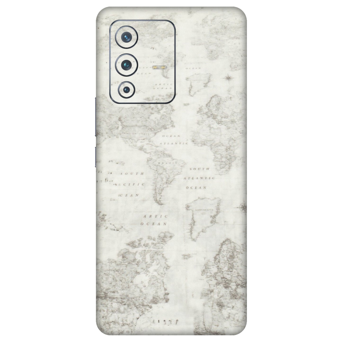VIVO Z/V/X/T/U/S Series Phone Skins (All Models) - World Travel Map - Transparent Finish (T-04) Vivo V23 Pro (5G)
