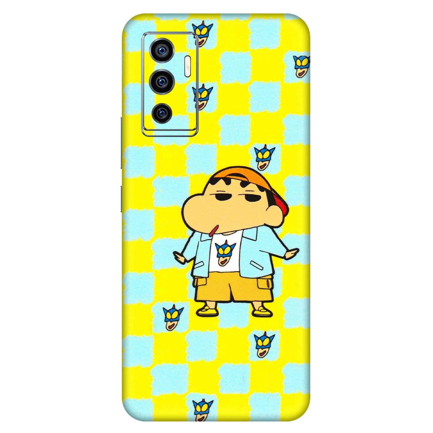 VIVO Z/V/X/T/U/S Series Phone Skins (All Models) - Yellow Blue Shinchan Cute - 3D Embossed Finish (L-221) Vivo V23e (5G)