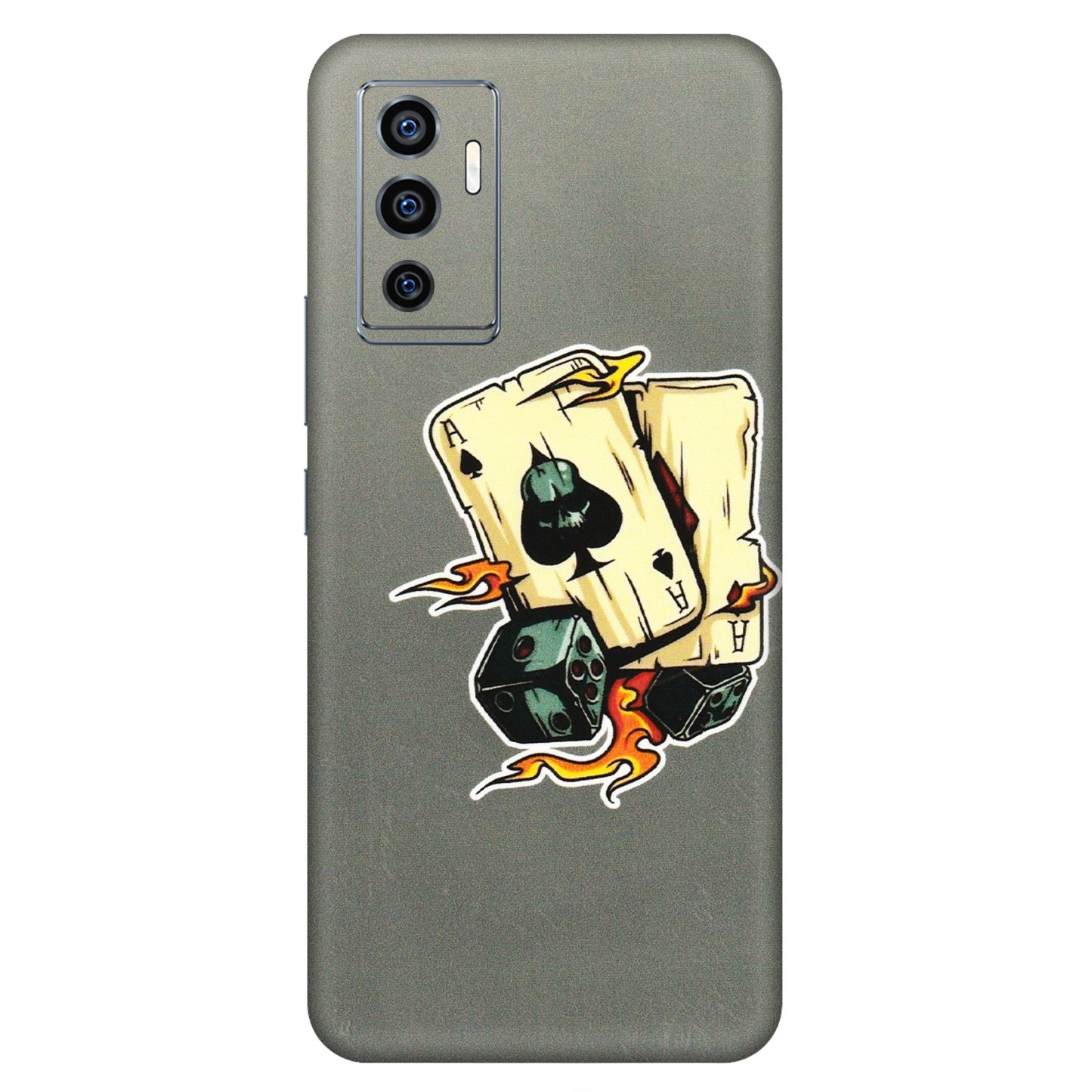 VIVO Z/V/X/T/U/S Series Phone Skins (All Models) - Grey Cards Of Ace - 3D Embossed Finish (L-77) Vivo V23e (5G)