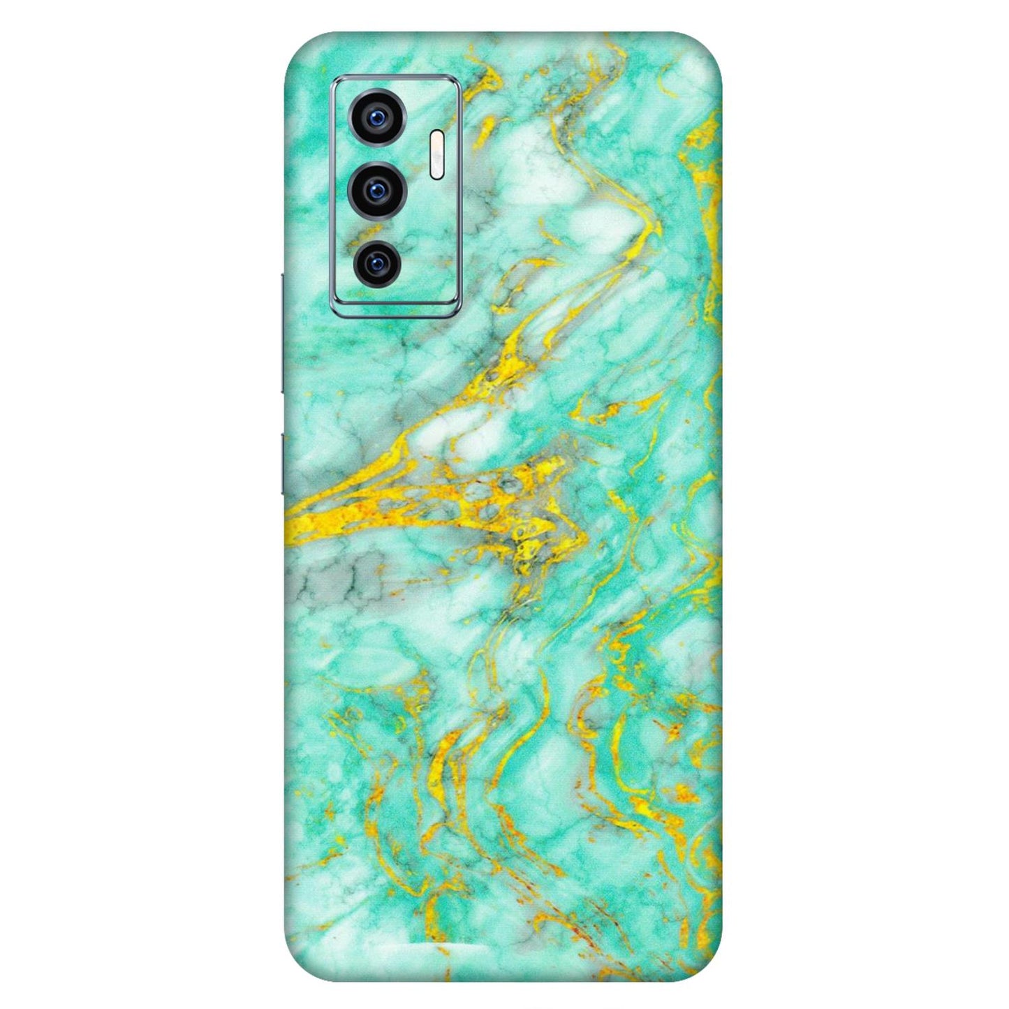 VIVO Z/V/X/T/U/S Series Phone Skins (All Models) - Green And Gold Marble Feel - Matte Finish (M-16) Vivo V23e (5G)