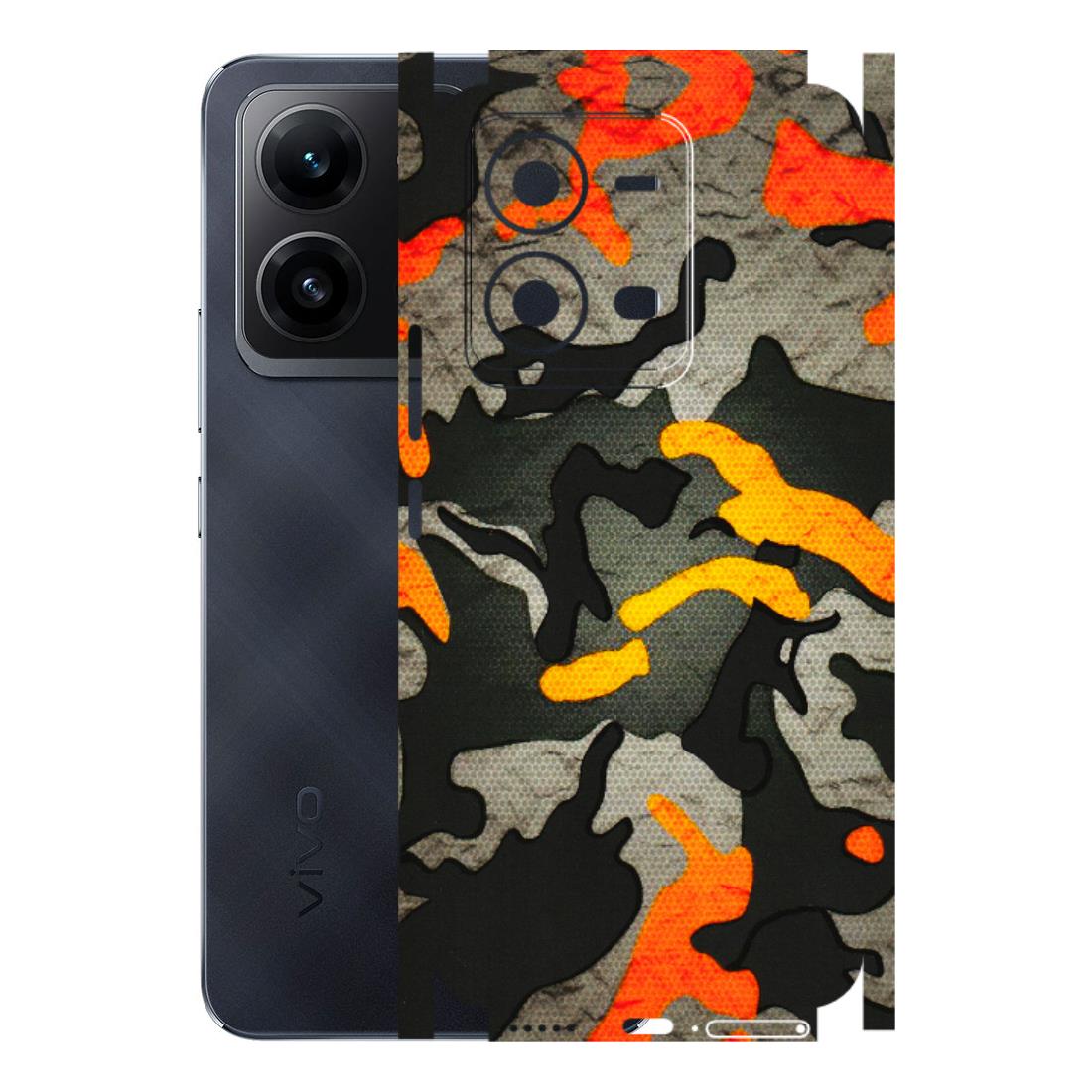 VIVO Z/V/X/T/U/S Series Phone Skins (All Models) - Orange Camouflage - 3D Embossed Finish (L-204) Vivo V25 (5G)