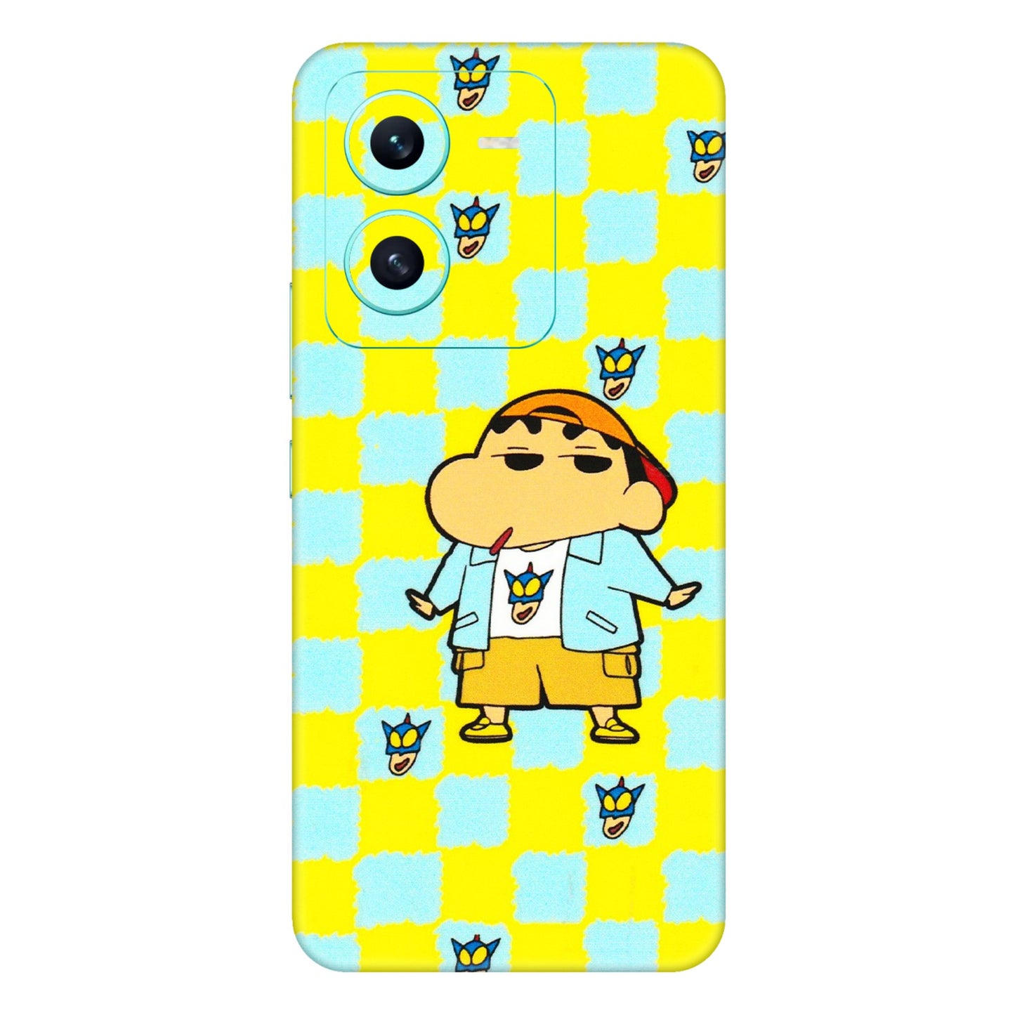 VIVO Z/V/X/T/U/S Series Phone Skins (All Models) - Yellow Blue Shinchan Cute - 3D Embossed Finish (L-221) Vivo V25 (5G)