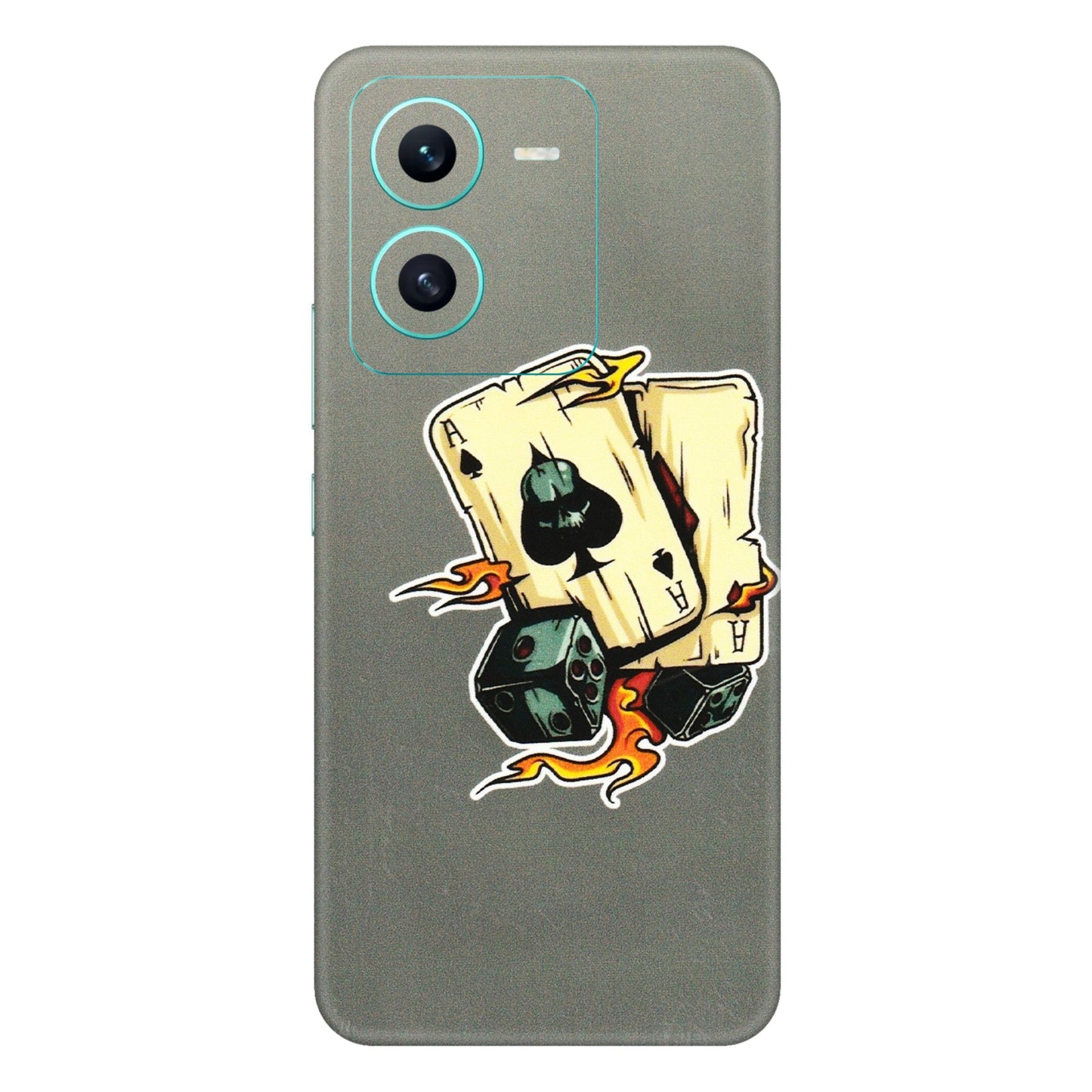 VIVO Z/V/X/T/U/S Series Phone Skins (All Models) - Grey Cards Of Ace - 3D Embossed Finish (L-77) Vivo V25 (5G)