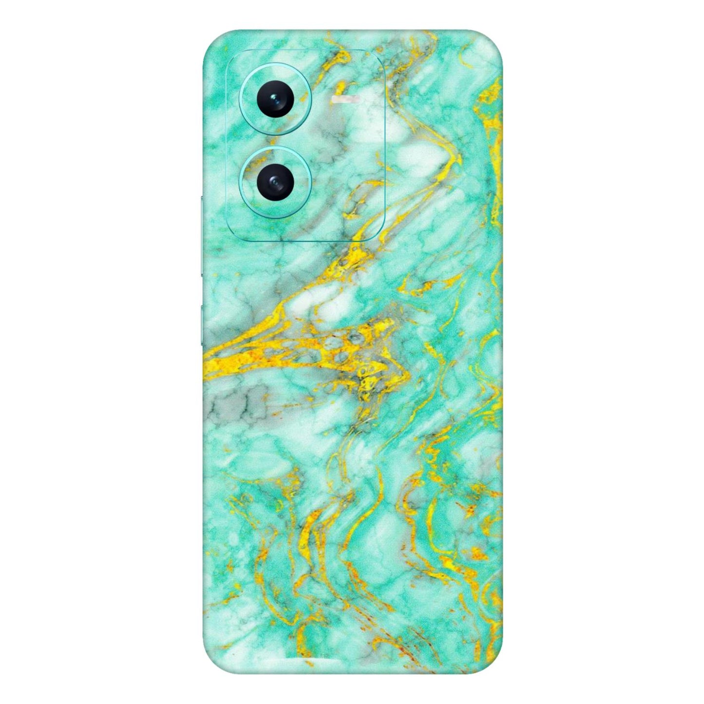 VIVO Z/V/X/T/U/S Series Phone Skins (All Models) - Green And Gold Marble Feel - Matte Finish (M-16) Vivo V25 (5G)