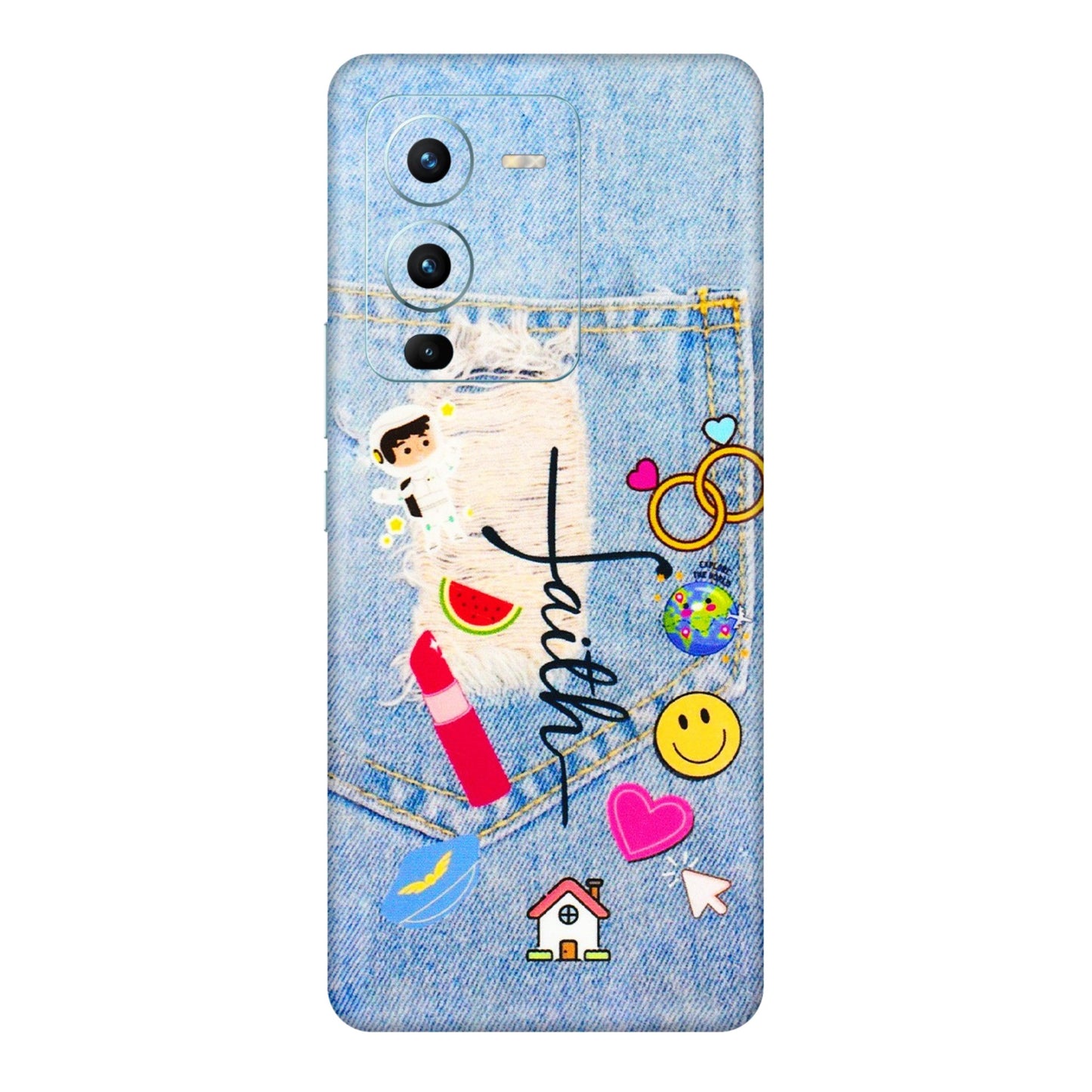 VIVO Z/V/X/T/U/S Series Phone Skins (All Models) - Denim Jeans Pocket - 3D Embossed Finish (L-134) Vivo V25 Pro