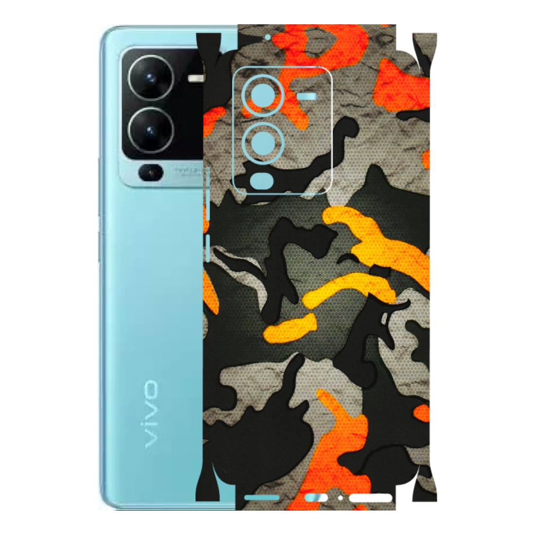 VIVO Z/V/X/T/U/S Series Phone Skins (All Models) - Orange Camouflage - 3D Embossed Finish (L-204) Vivo V25 Pro