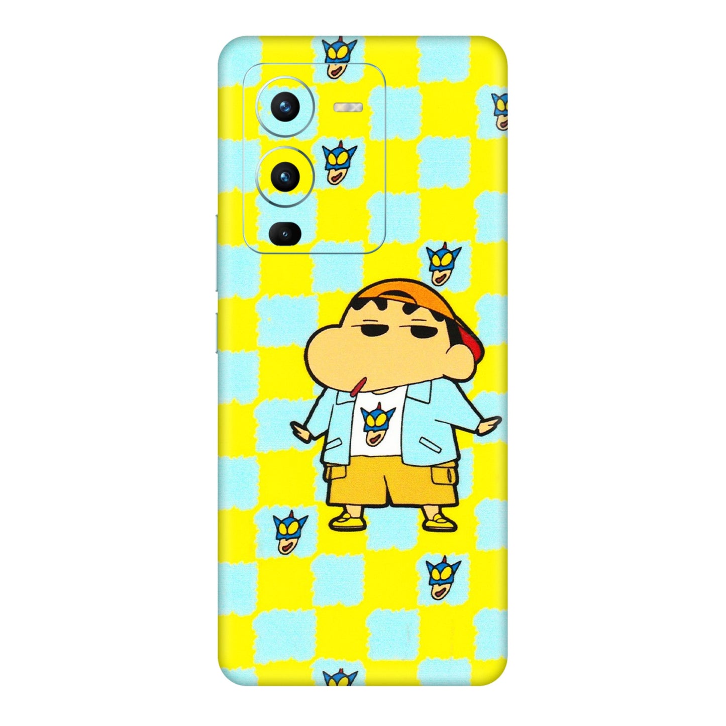 VIVO Z/V/X/T/U/S Series Phone Skins (All Models) - Yellow Blue Shinchan Cute - 3D Embossed Finish (L-221) Vivo V25 Pro
