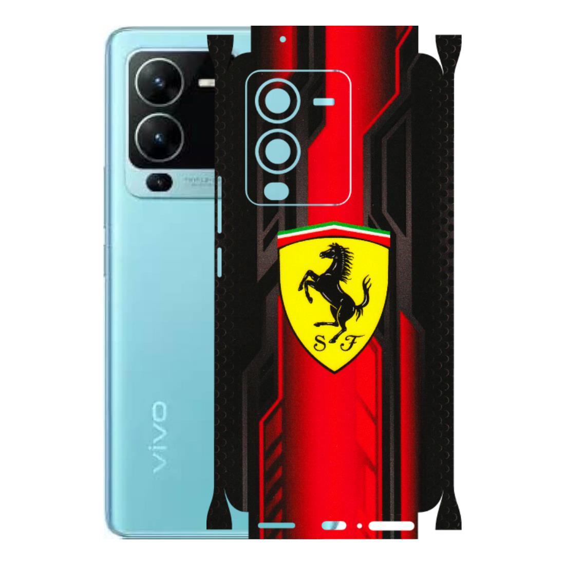 VIVO Z/V/X/T/U/S Series Phone Skins (All Models) - Black Ferrari Logo - 3D Embossed Finish (L-253) Vivo V25 Pro