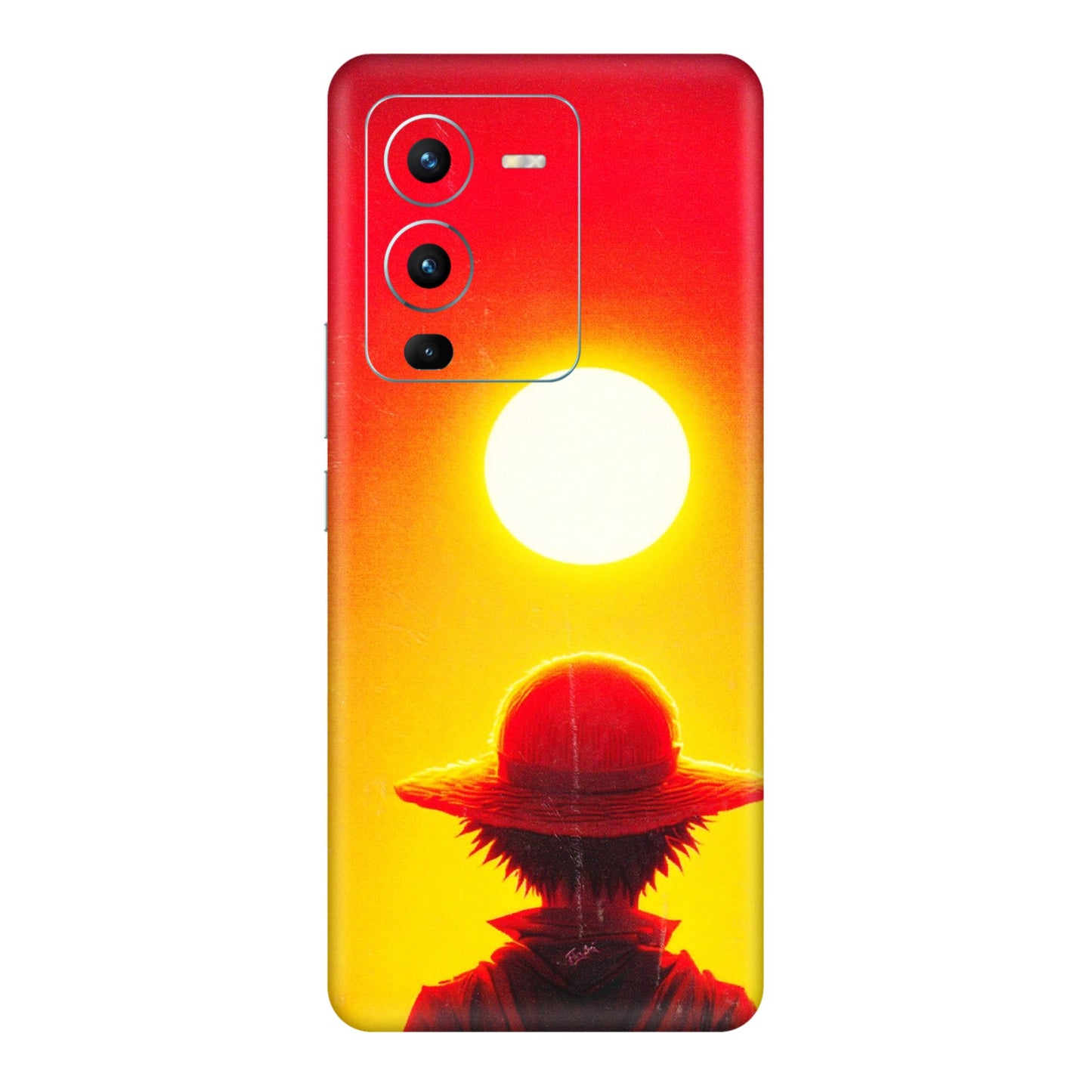 VIVO Z/V/X/T/U/S Series Phone Skins (All Models) - Cool Sunset With Monkey D.Luffy Anime - 3D Embossed Finish (L-329) Vivo V25 Pro