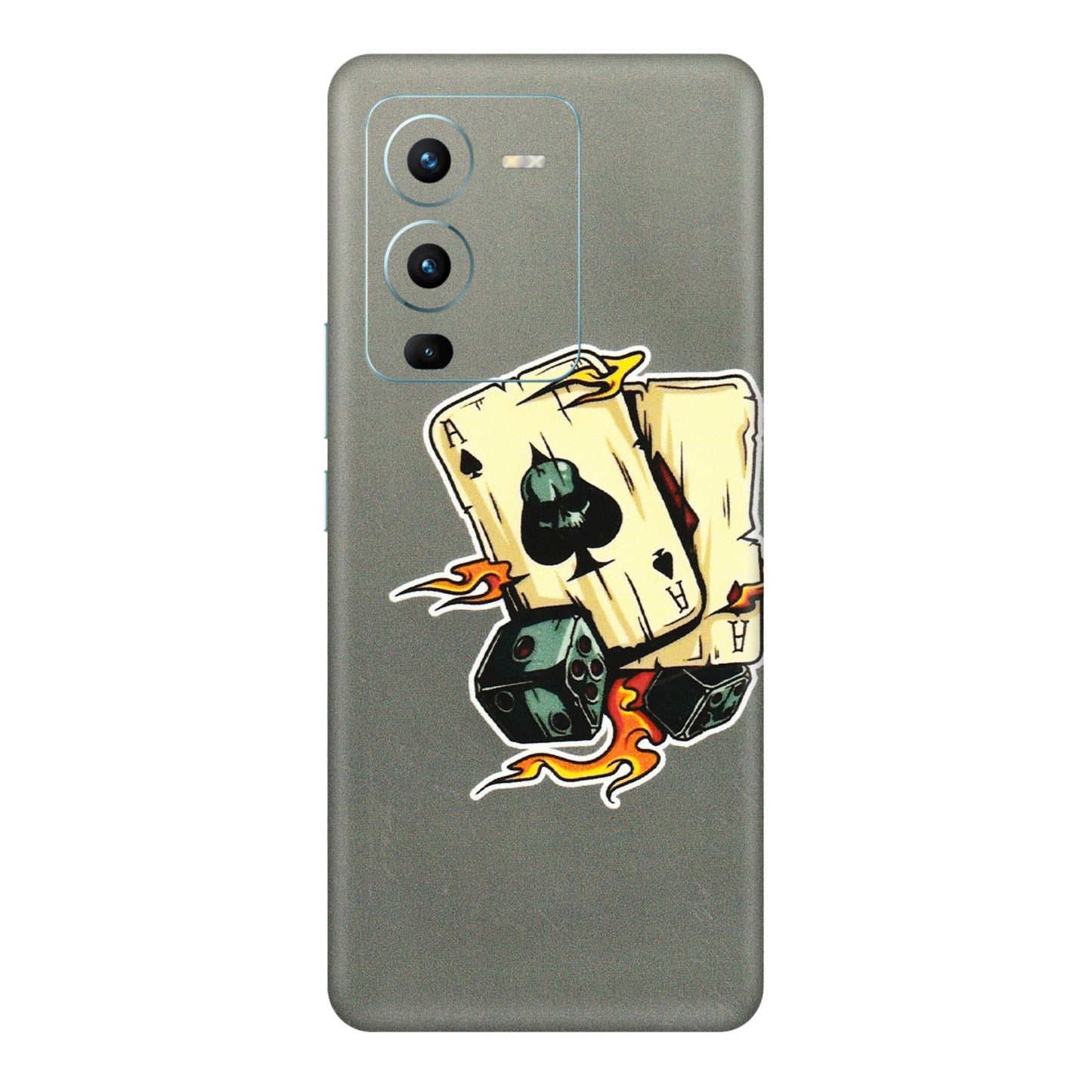 VIVO Z/V/X/T/U/S Series Phone Skins (All Models) - Grey Cards Of Ace - 3D Embossed Finish (L-77) Vivo V25 Pro