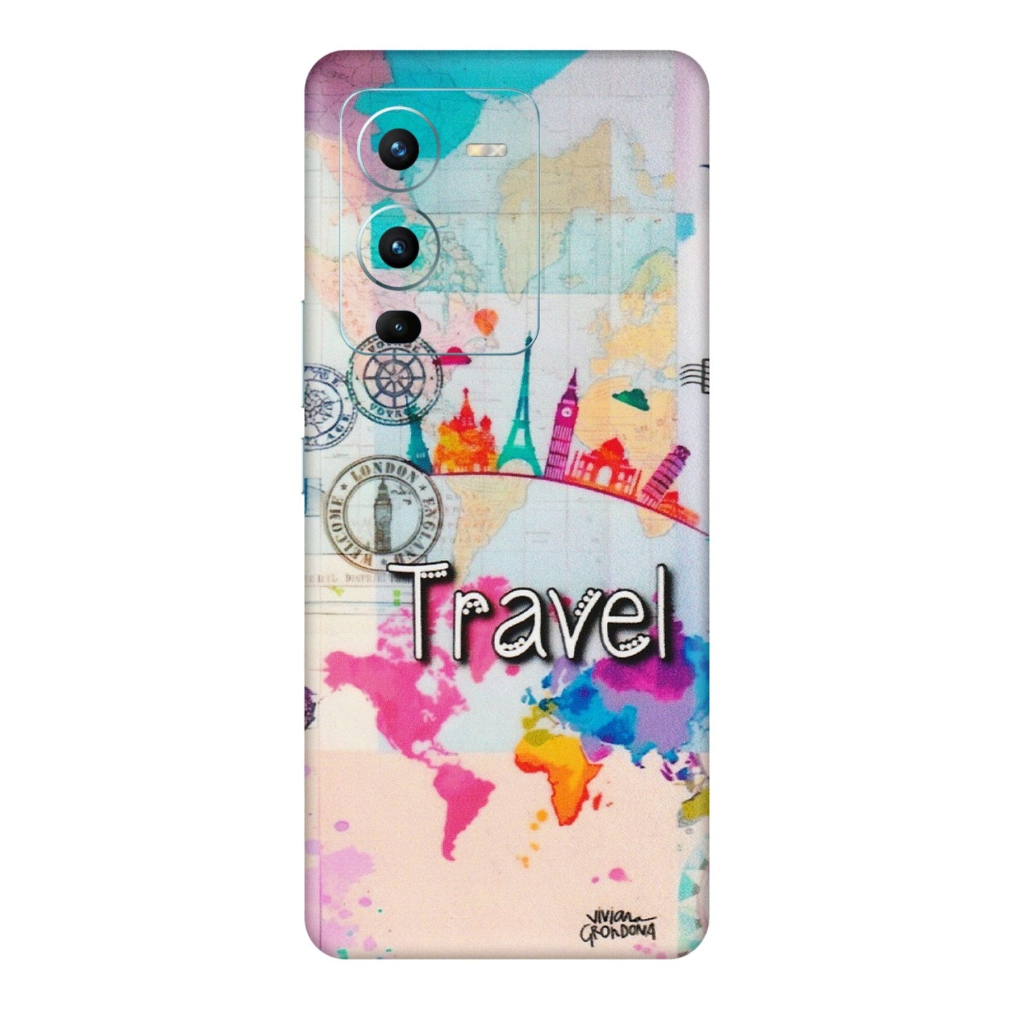VIVO Z/V/X/T/U/S Series Phone Skins (All Models) - Travel The Wonders - Matte Finish (M-108) Vivo V25 Pro