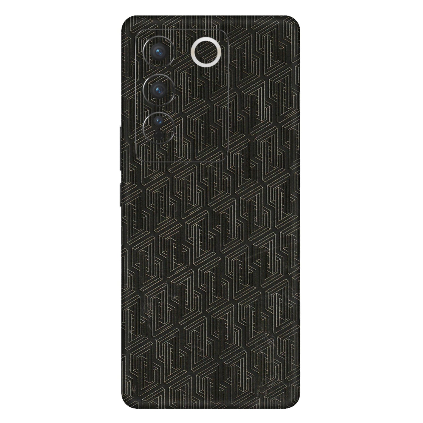 VIVO Z/V/X/T/U/S Series Phone Skins (All Models) - Black Abstract Pattern - 3D Embossed Finish (L-117) Vivo V27 (5G)