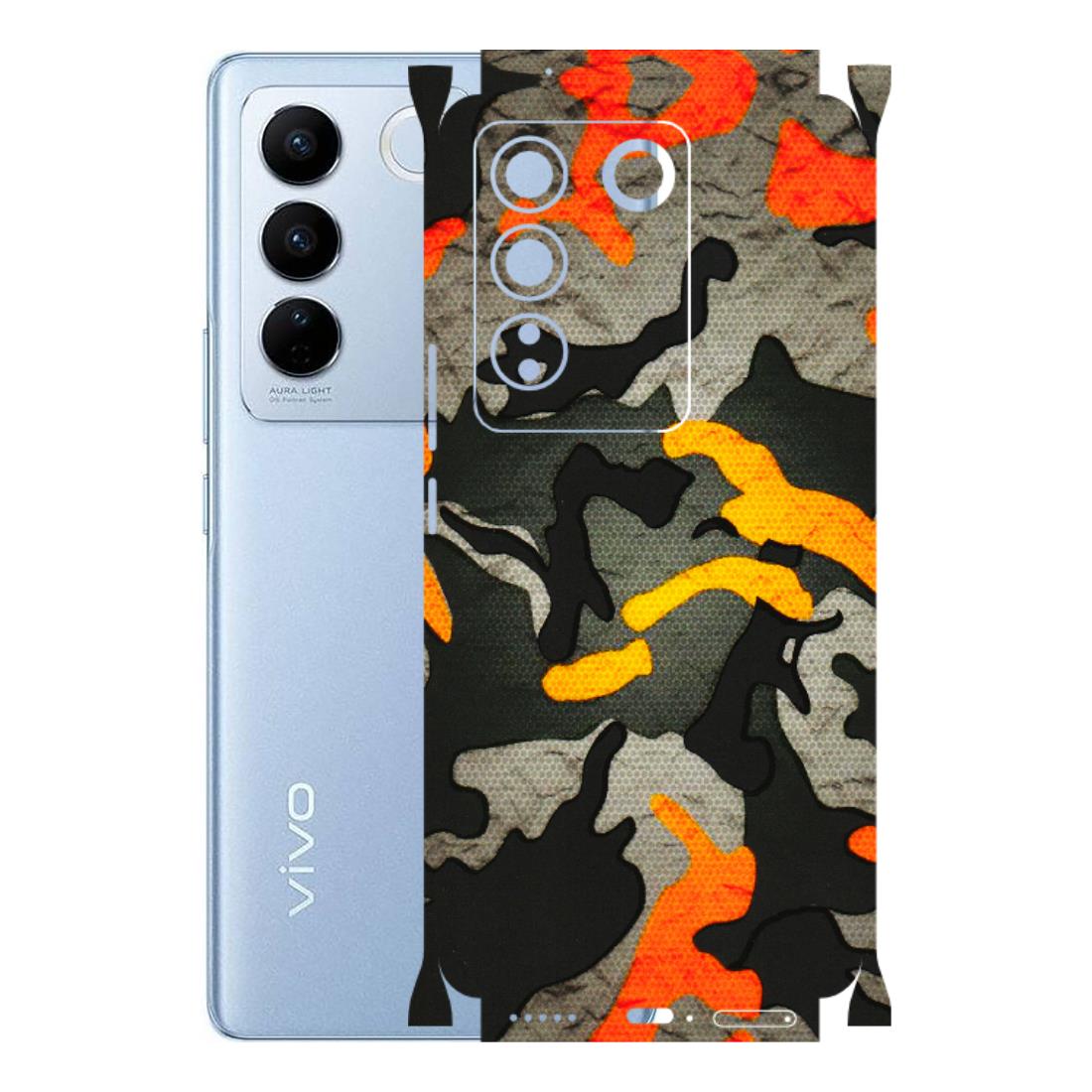 VIVO Z/V/X/T/U/S Series Phone Skins (All Models) - Orange Camouflage - 3D Embossed Finish (L-204) Vivo V27 (5G)