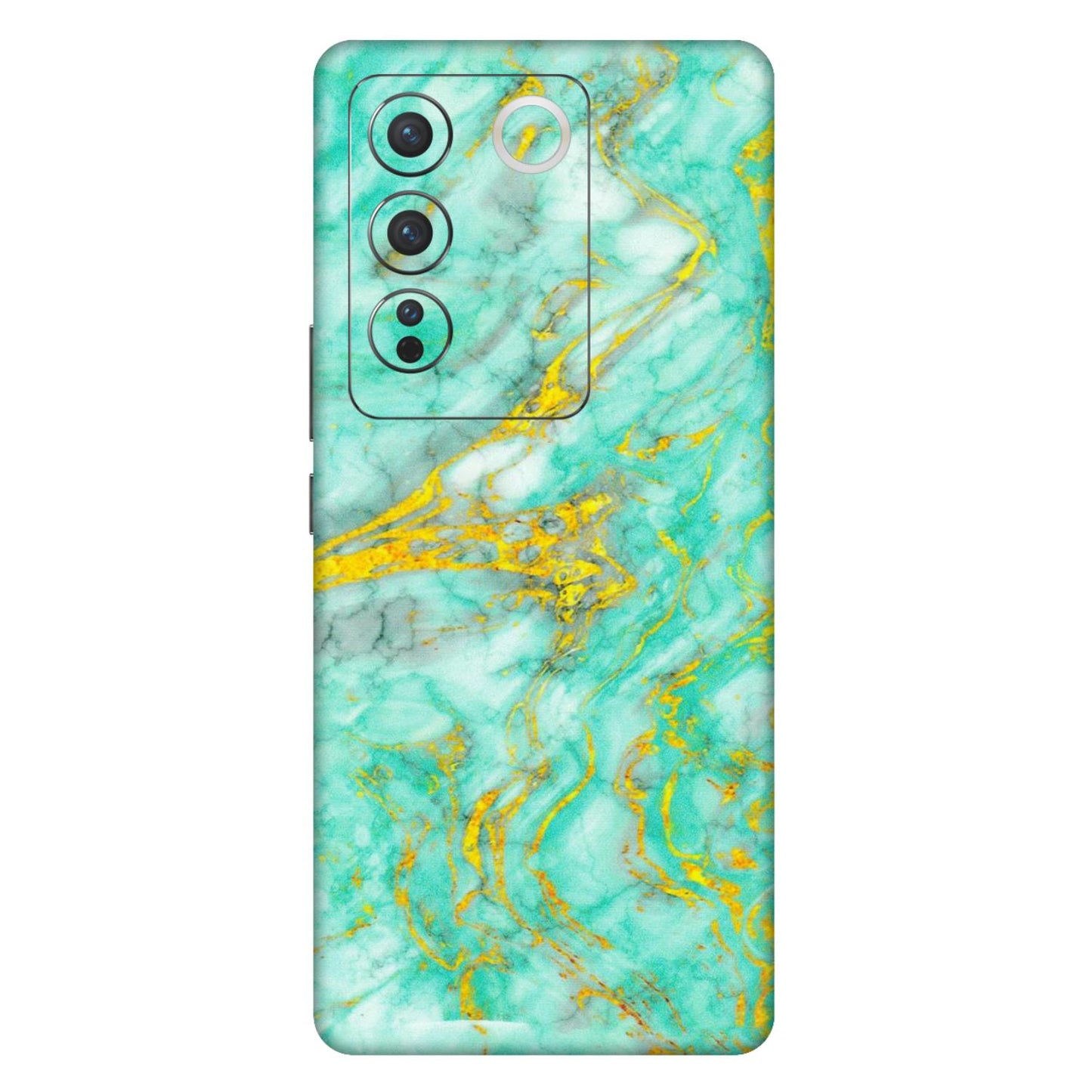 VIVO Z/V/X/T/U/S Series Phone Skins (All Models) - Green And Gold Marble Feel - Matte Finish (M-16) Vivo V27 (5G)
