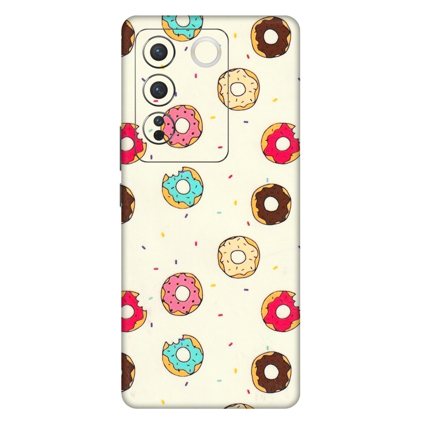VIVO Z/V/X/T/U/S Series Phone Skins (All Models) - Mini Donuts Doodle Art - 3D Embossed Finish (L-122) Vivo V27 Pro (5G)