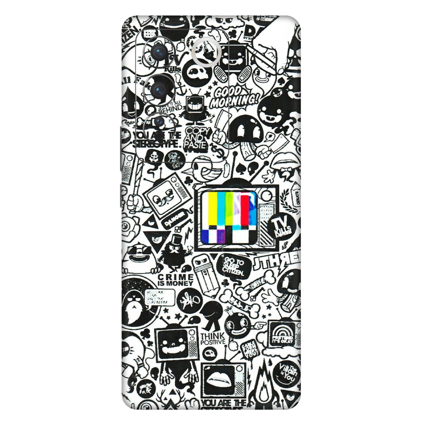 VIVO Z/V/X/T/U/S Series Phone Skins (All Models) - Doodles Positive Art - 3D Embossed Finish (L-263) Vivo V27 Pro (5G)