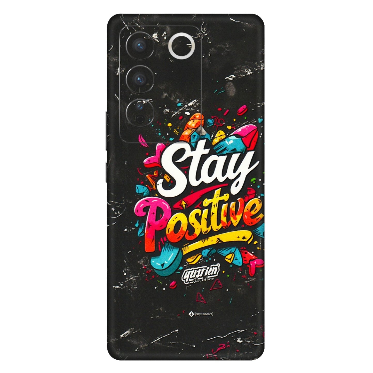 VIVO Z/V/X/T/U/S Series Phone Skins (All Models) - Stay Positive Black - 3D Embossed Finish (L-31) Vivo V27 Pro (5G)