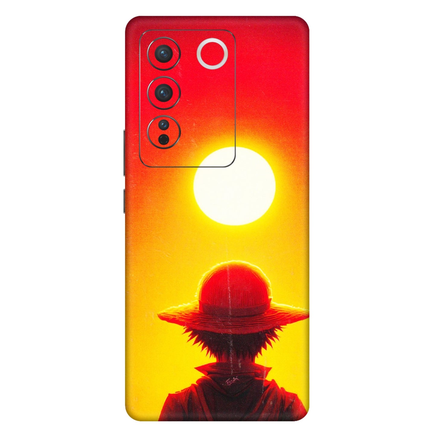 VIVO Z/V/X/T/U/S Series Phone Skins (All Models) - Cool Sunset With Monkey D.Luffy Anime - 3D Embossed Finish (L-329) Vivo V27 Pro (5G)